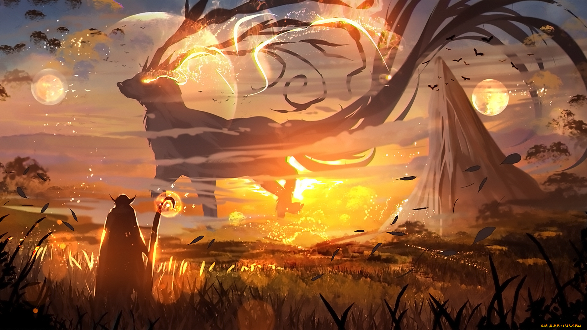 фэнтези, существа, закат