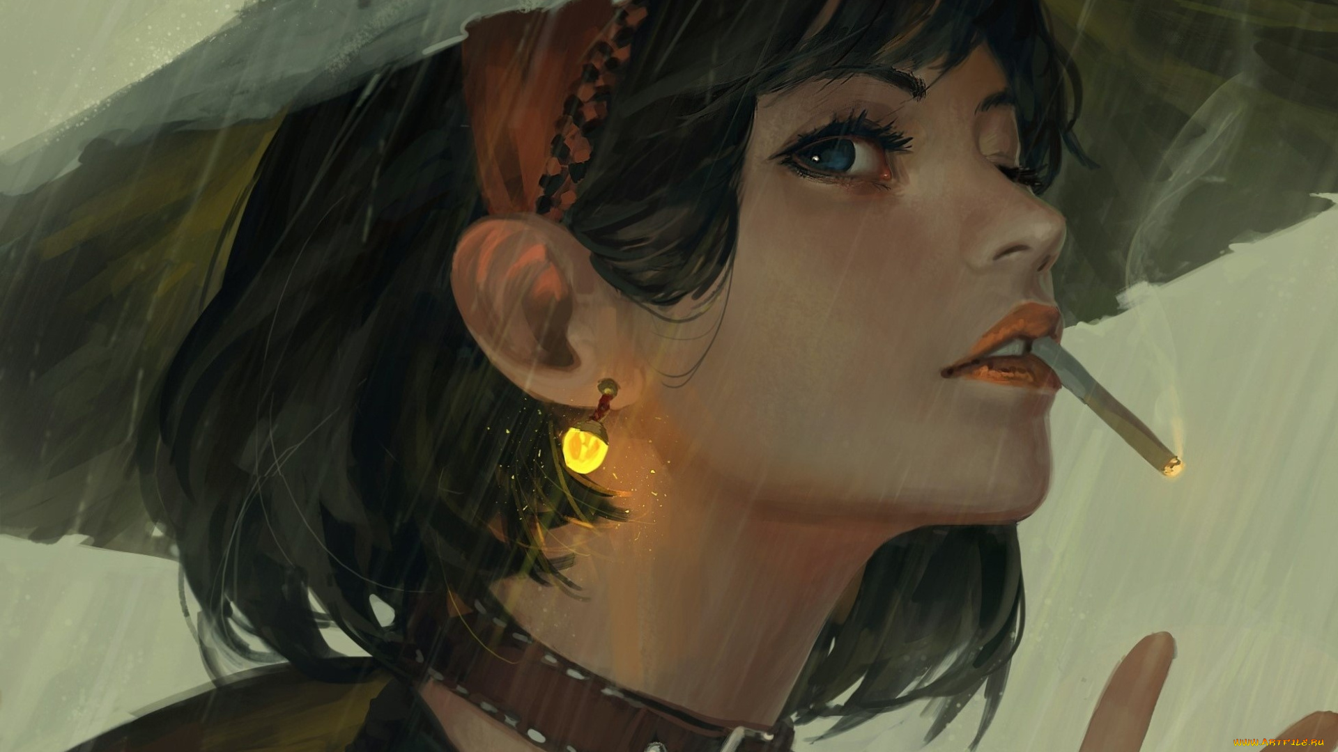 рисованное, люди, фон, девушка, взгляд