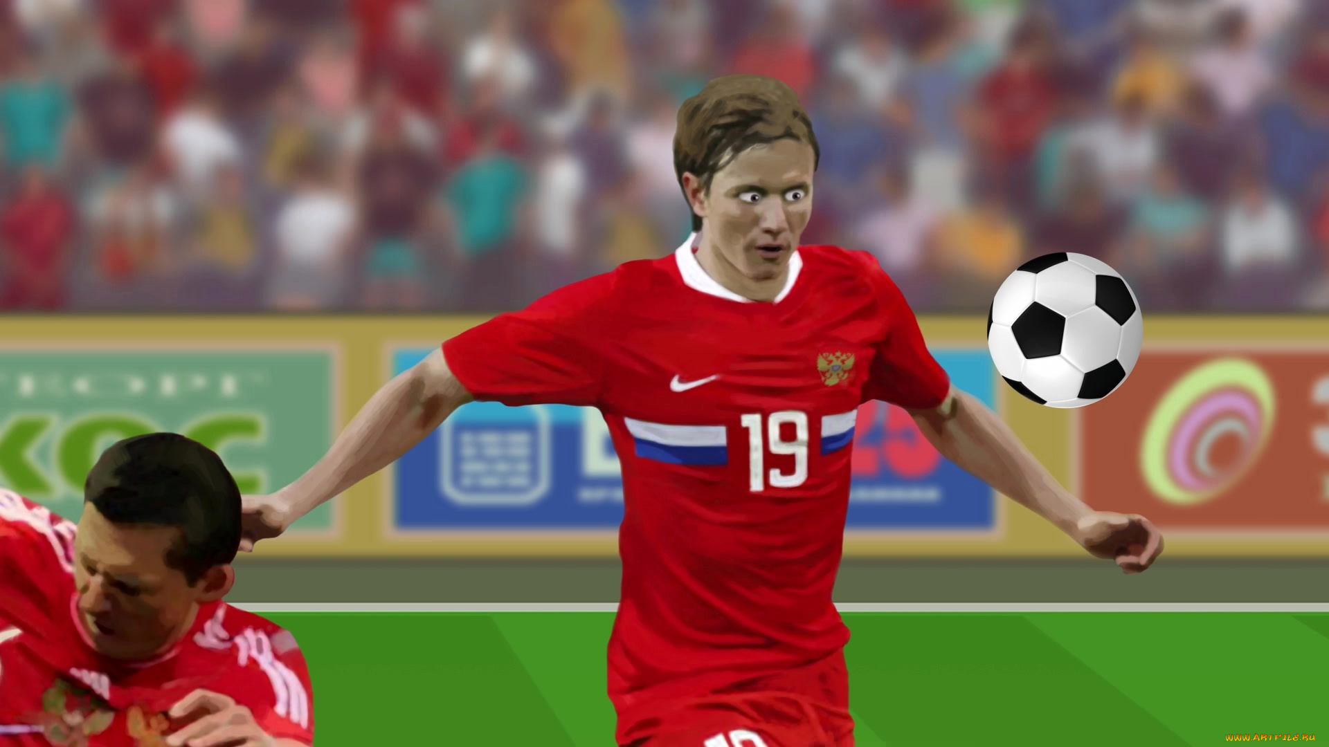 рисованное, люди, мужчина, мяч, футбол