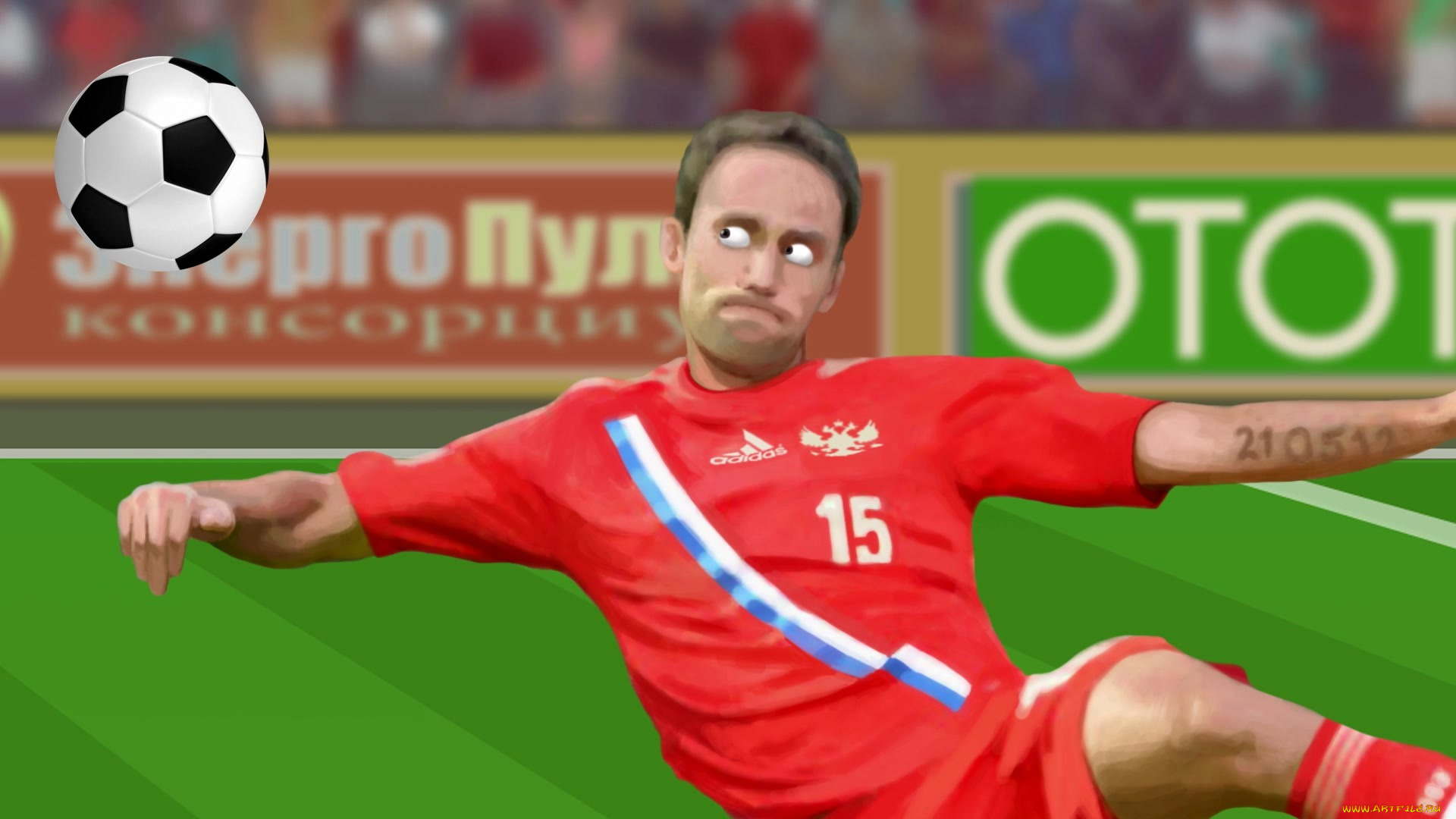 рисованное, люди, мяч, футбол, мужчина