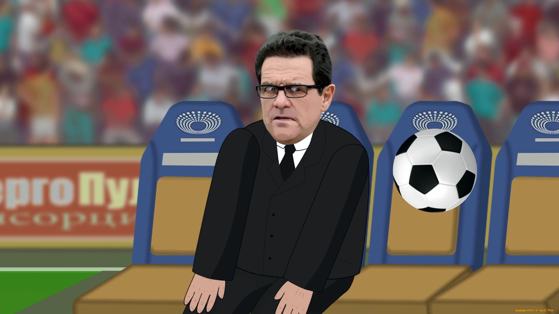 рисованное, люди, мяч, футбол, очки, мужчина