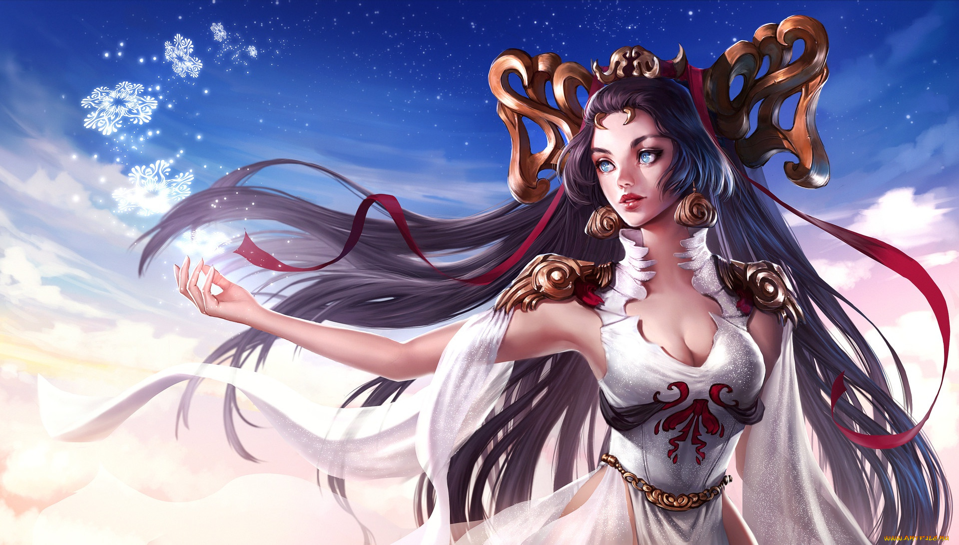 фэнтези, девушки, магия, арт, девушка, ilse, harting, godess, снежинки