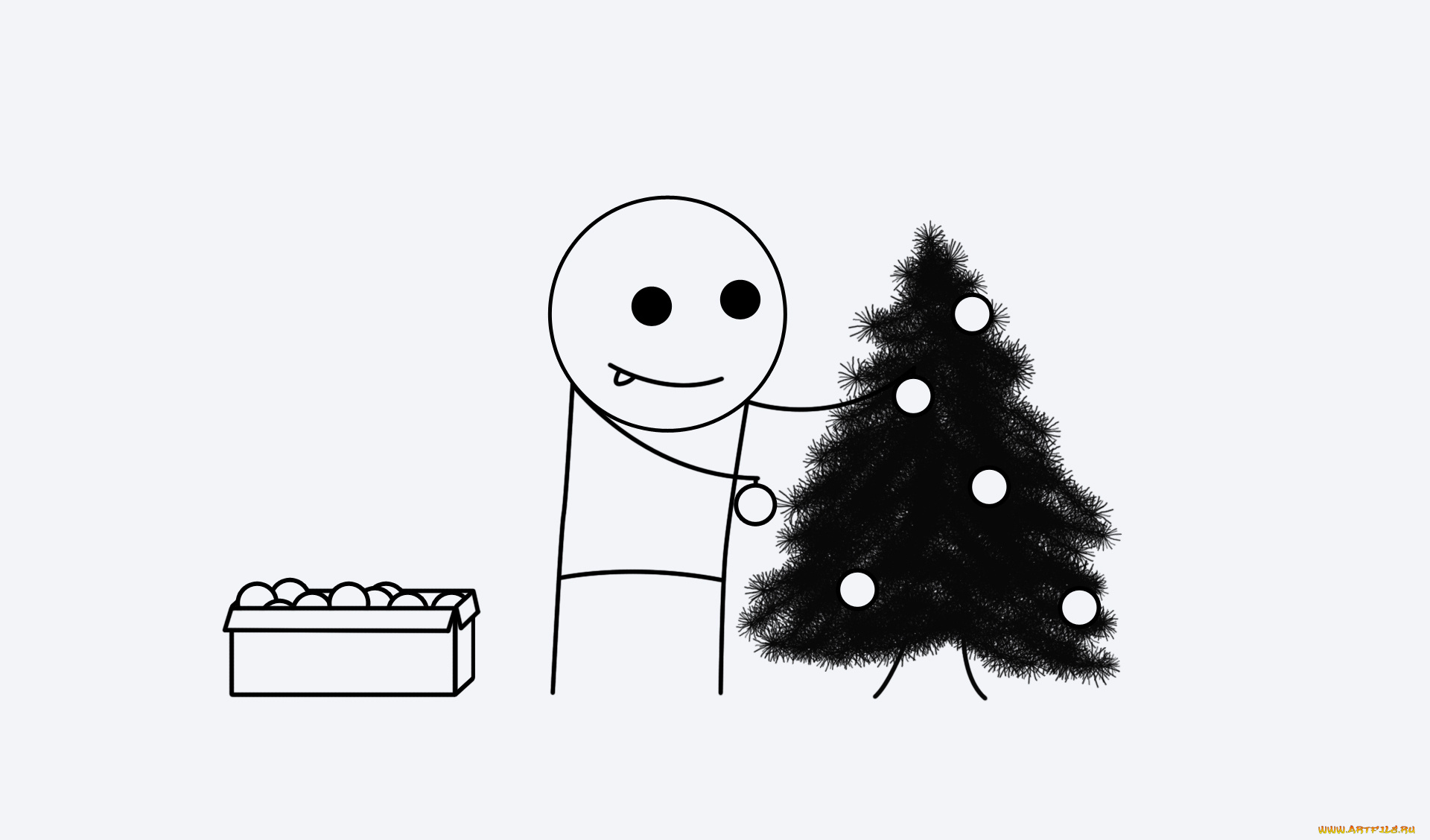 рисованное, минимализм, ель