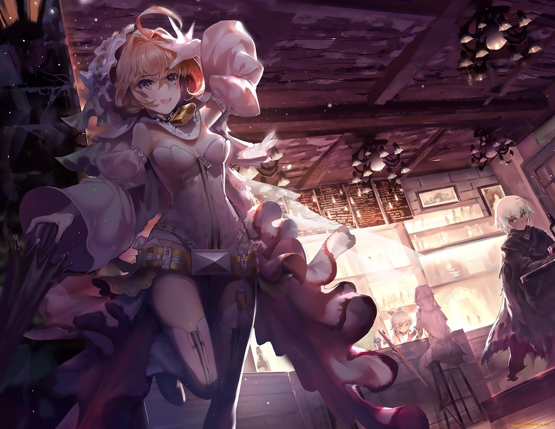 аниме, fate, stay, night, девушка, взгляд, фон