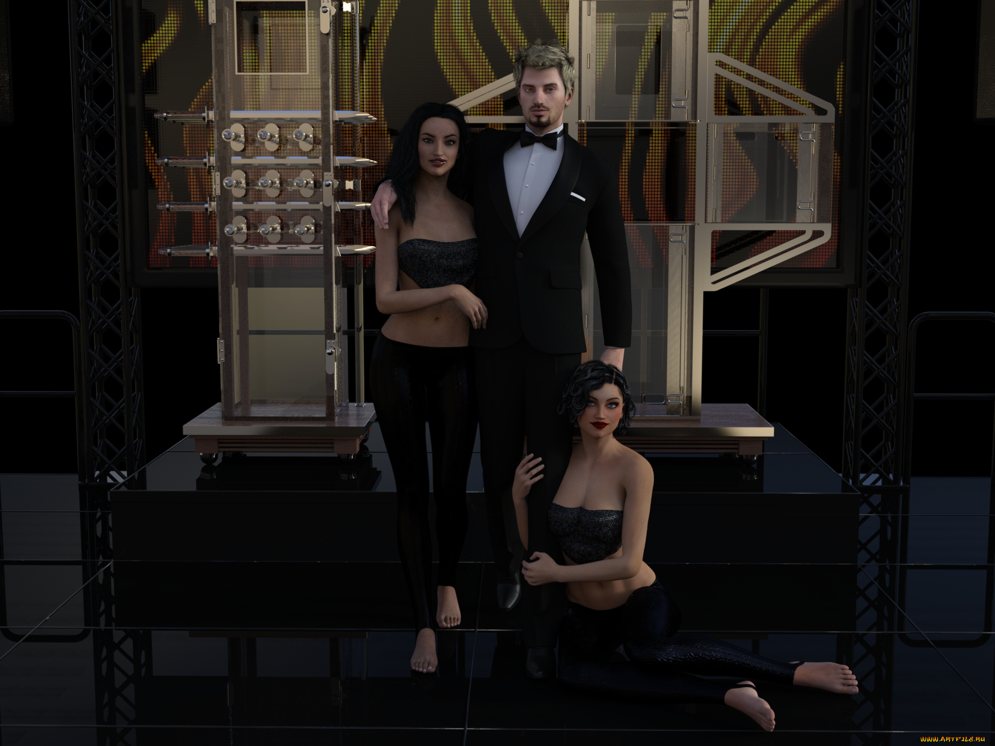 3д, графика, люди, , people, девушки, взгляд, фон