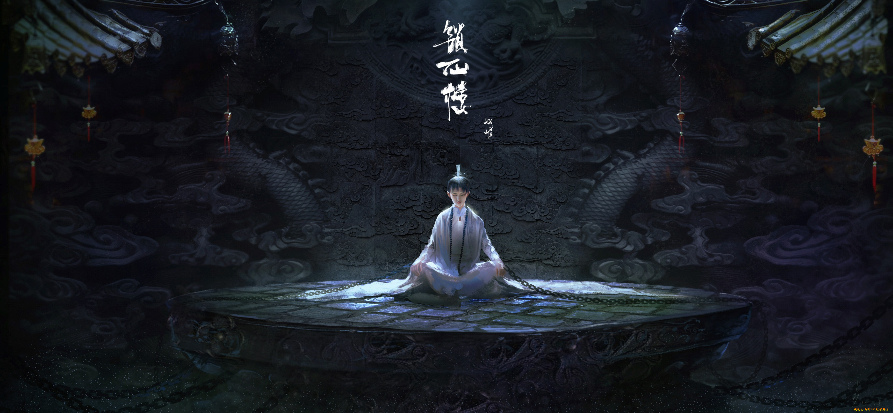 фэнтези, люди, сидит