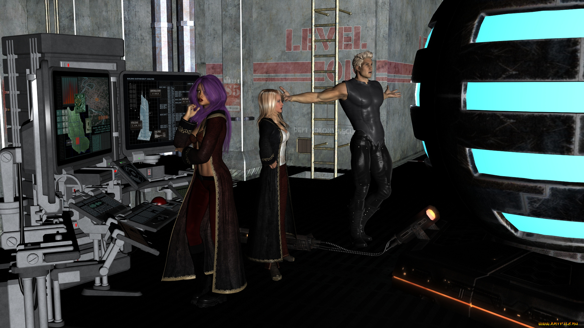 3д, графика, фантазия, , fantasy, девушки, фон, взгляд