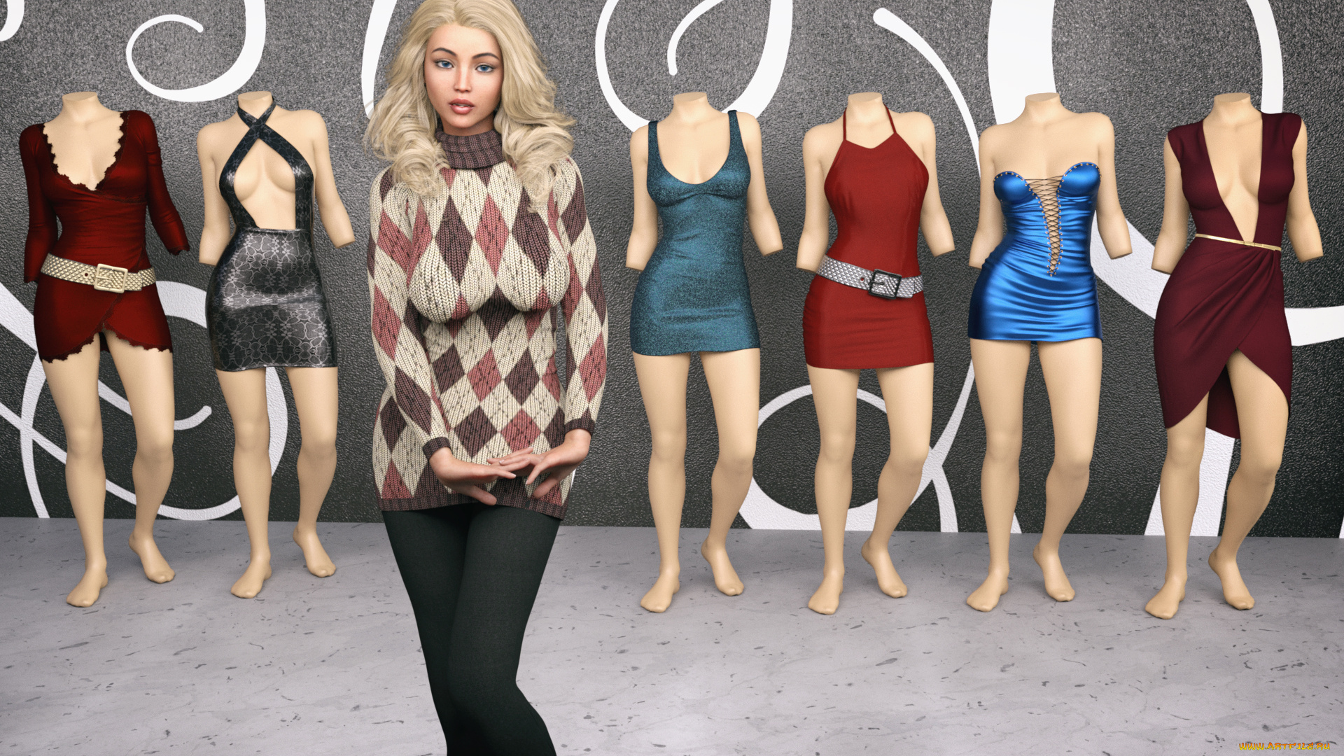 3д, графика, люди, , people, взгляд, фон, девушка