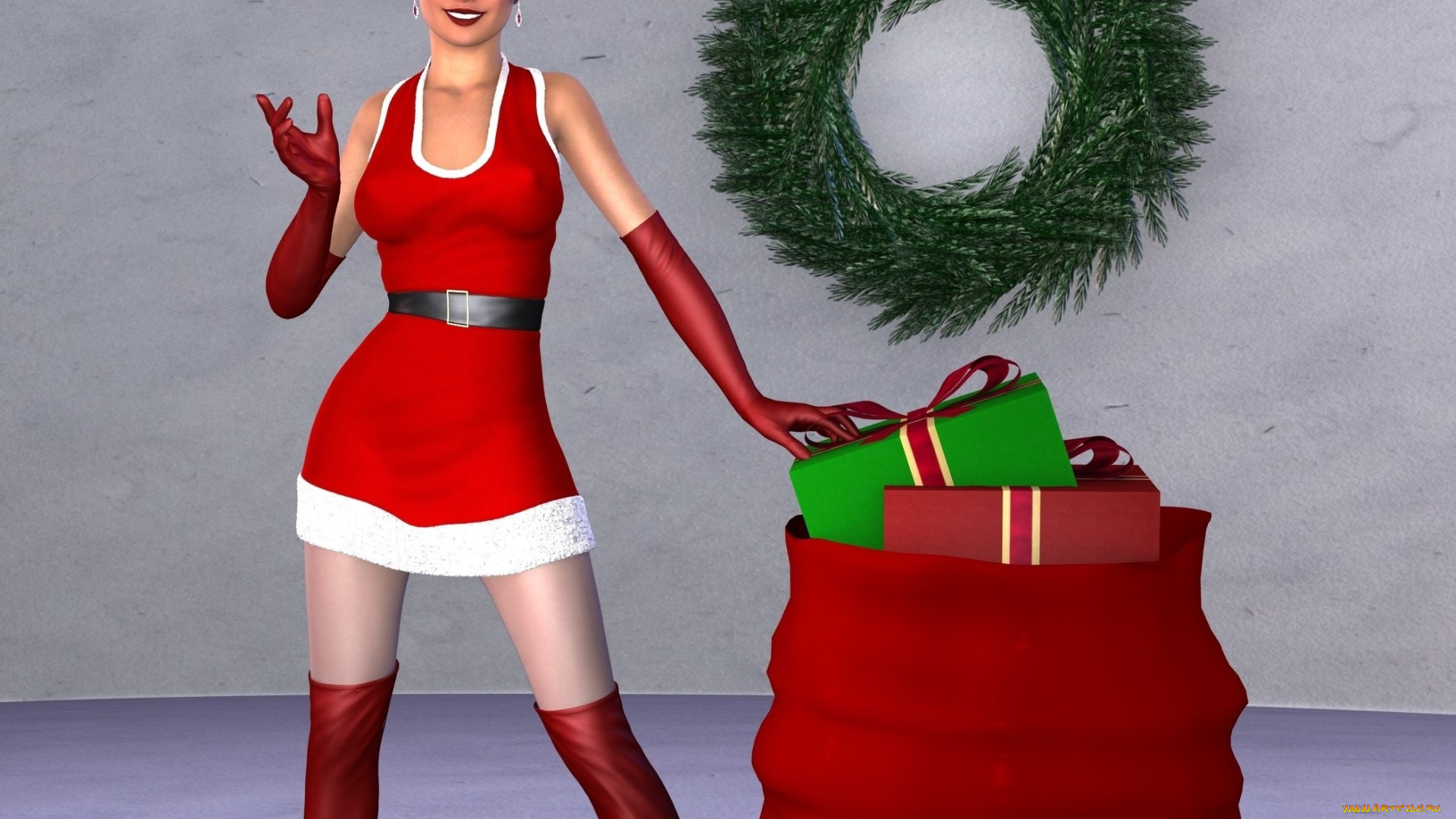 3д, графика, праздники, , holidays, фон, взгляд, девушка