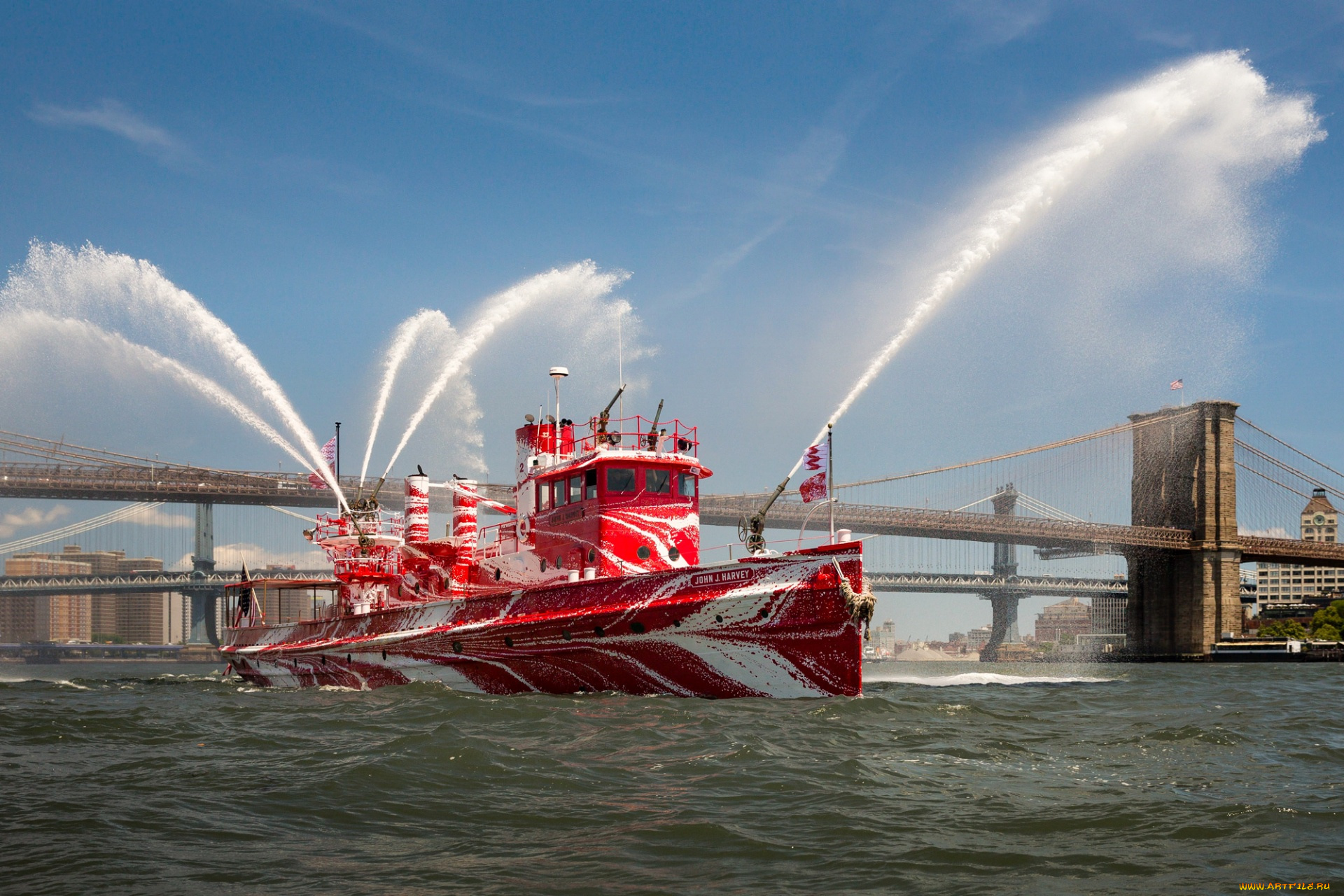 корабли, катера, оригинальный, пожарный, окрас, катер