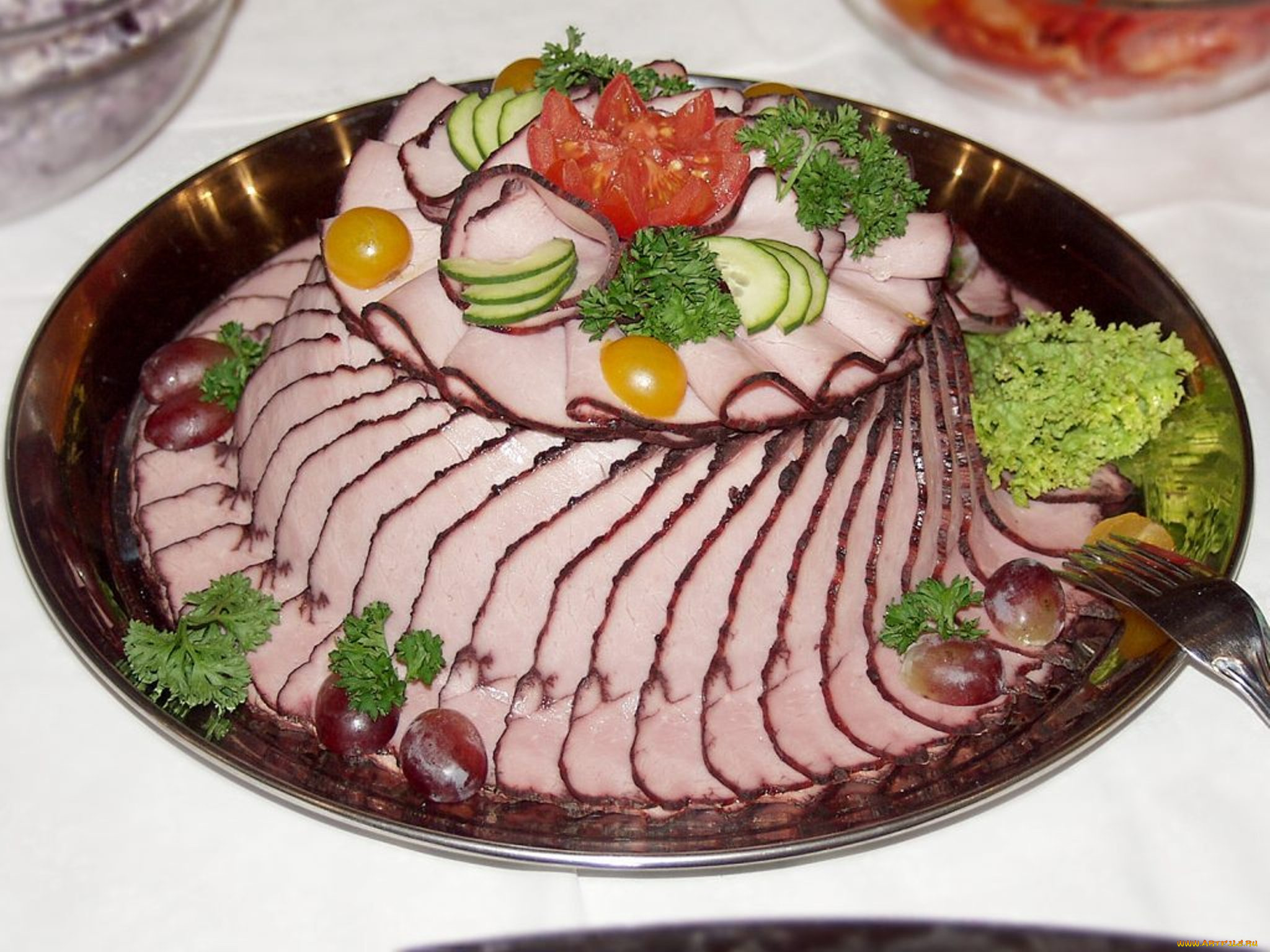 еда, колбасные, изделия, томаты, помидоры, зелень, огурцы, колбаса