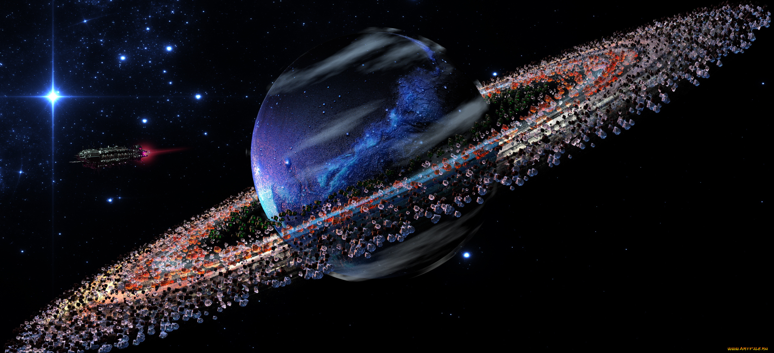 космос, арт, звезды, галактики, вселенная, планета