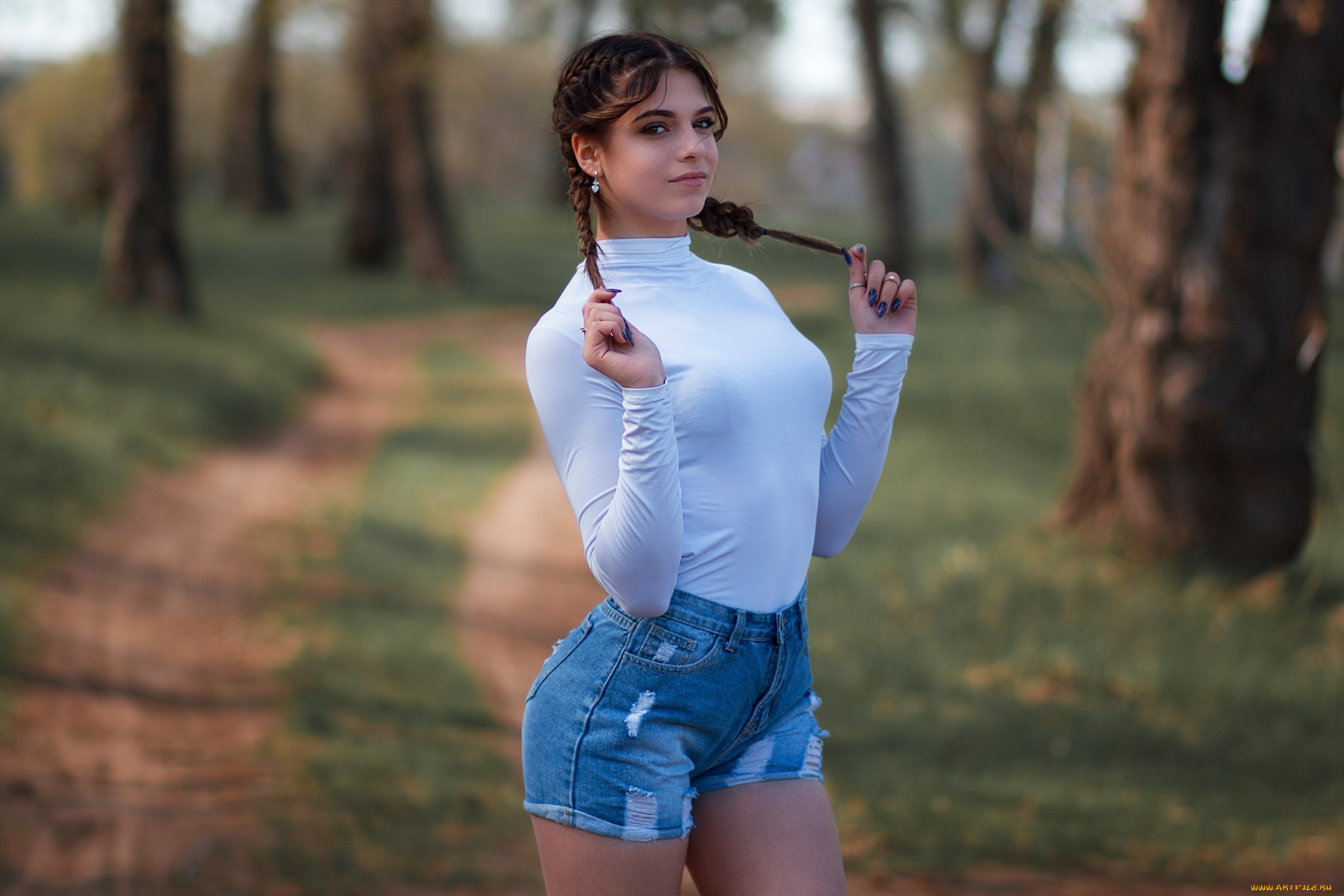 девушки, -, брюнетки, , шатенки, брюнетка, косички, девушка, модель, шорты, женщина, водолазка