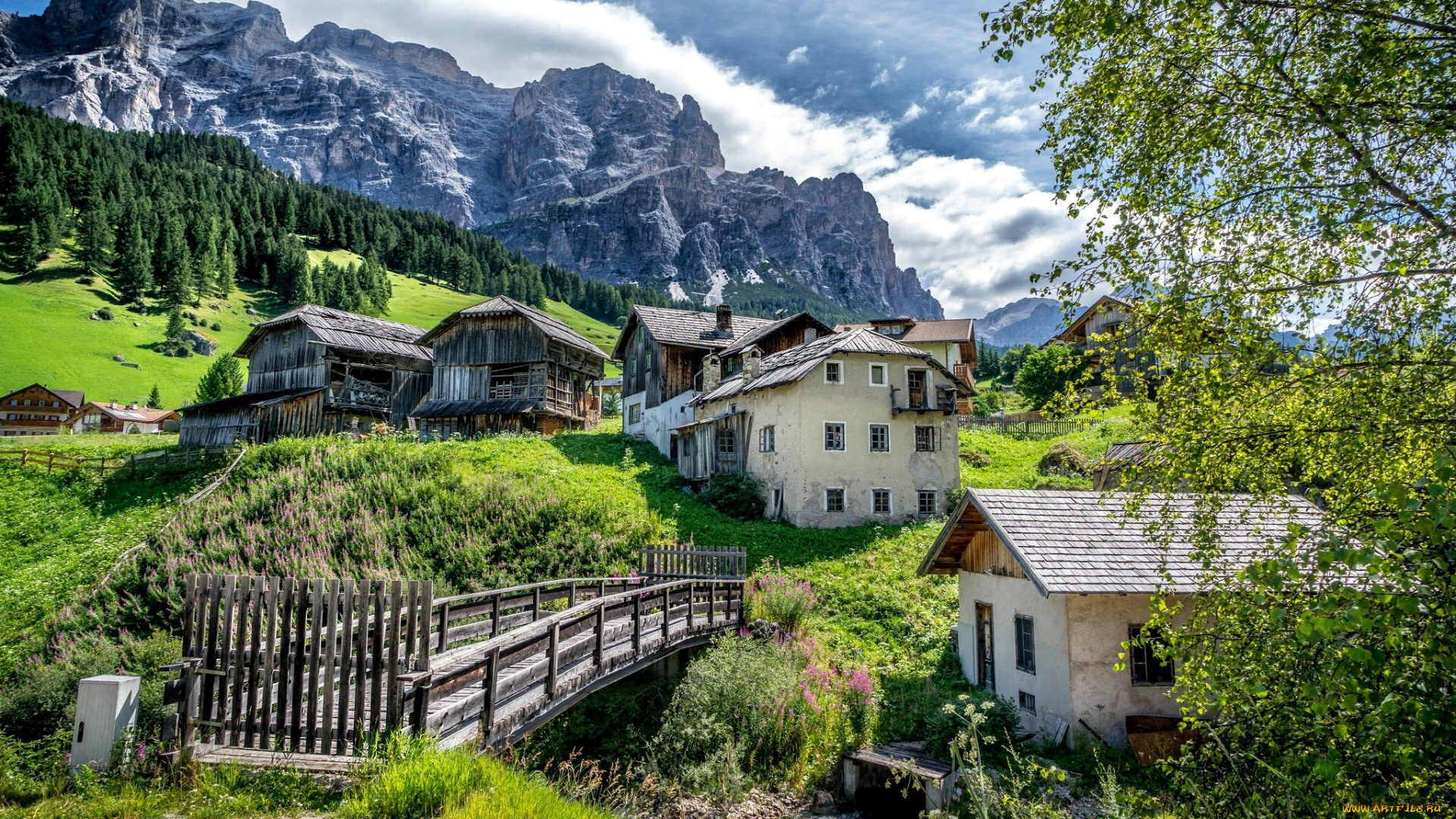 san, cassiano, alta, badia, south, tyrol, italy, города, -, здания, , дома, san, cassiano, alta, badia, south, tyrol