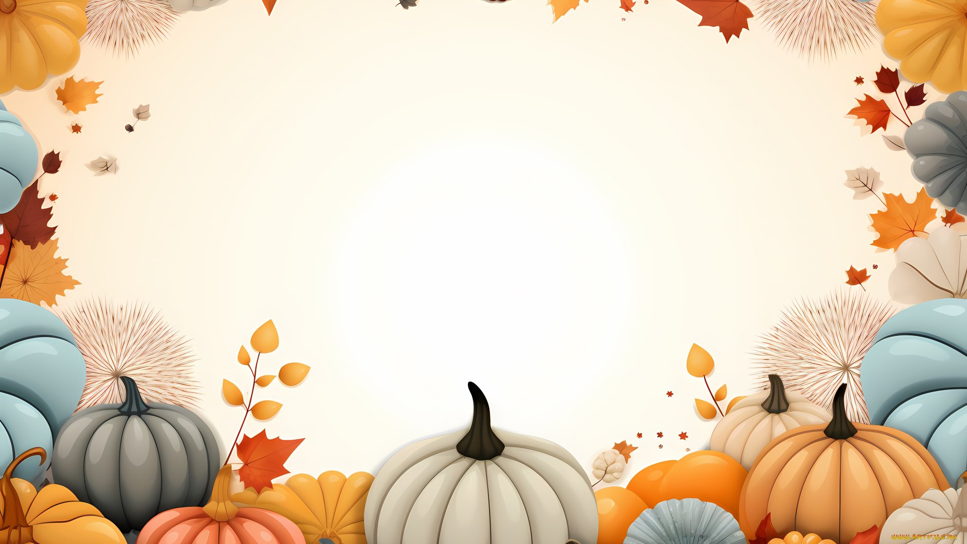 рисованное, праздники, тыквы, листья, рамка