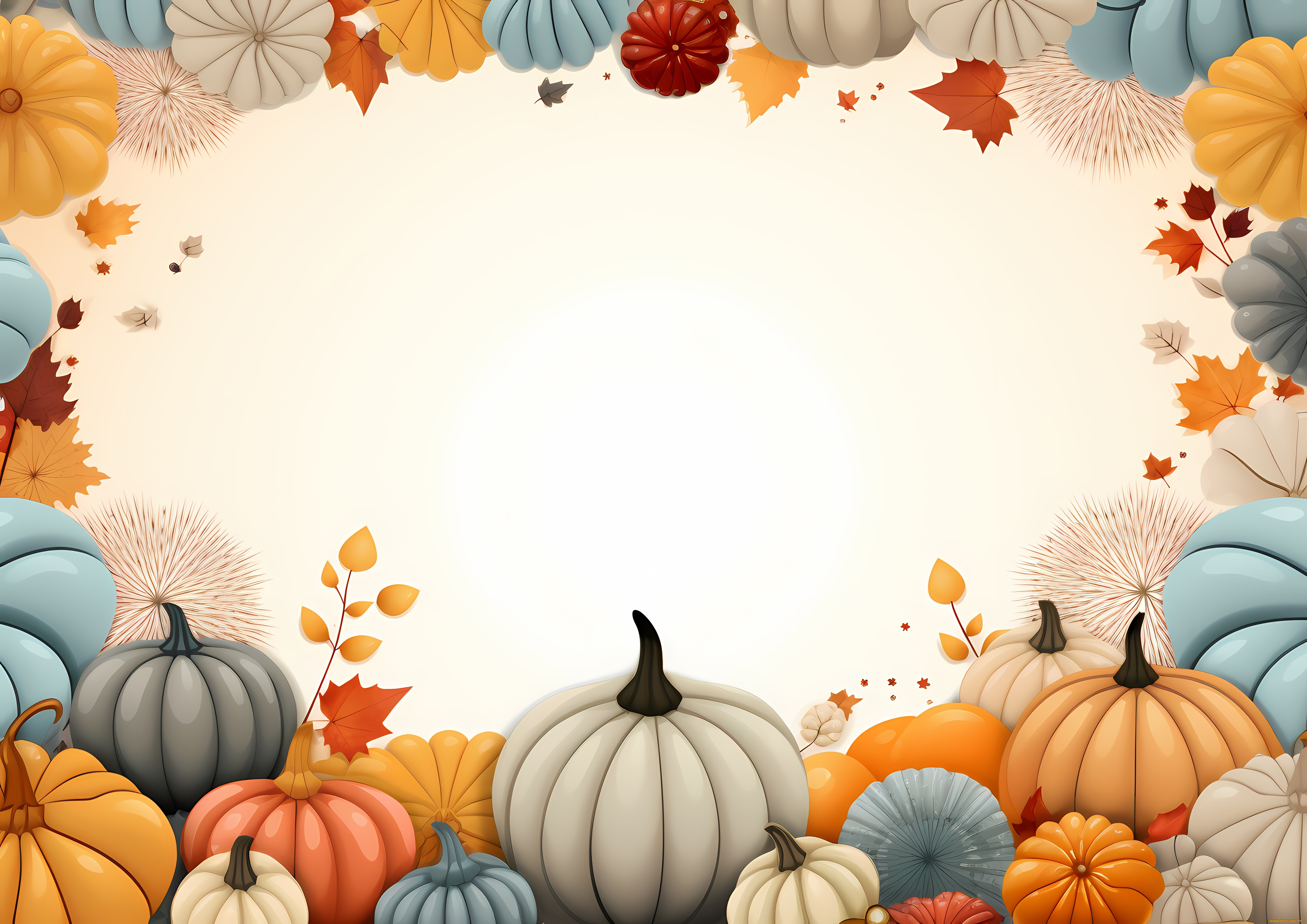 рисованное, праздники, тыквы, листья, рамка