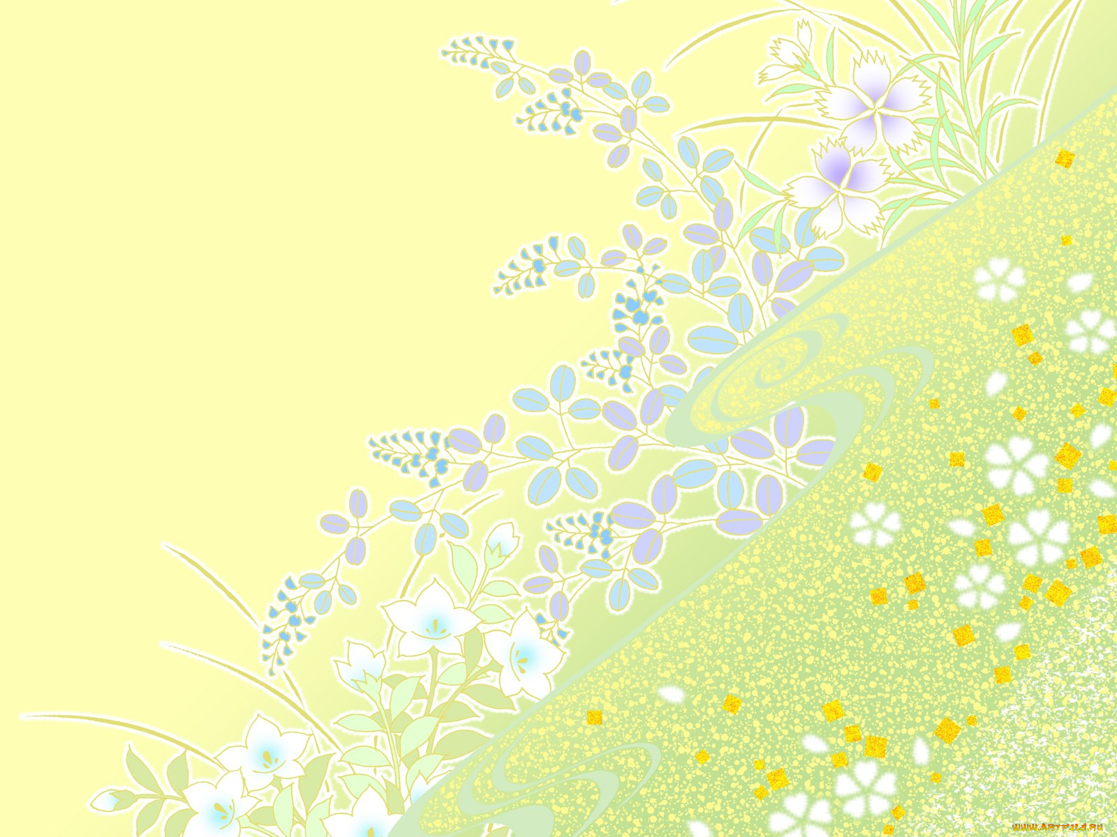 векторная, графика, цветы, растения, трава, лето, холм