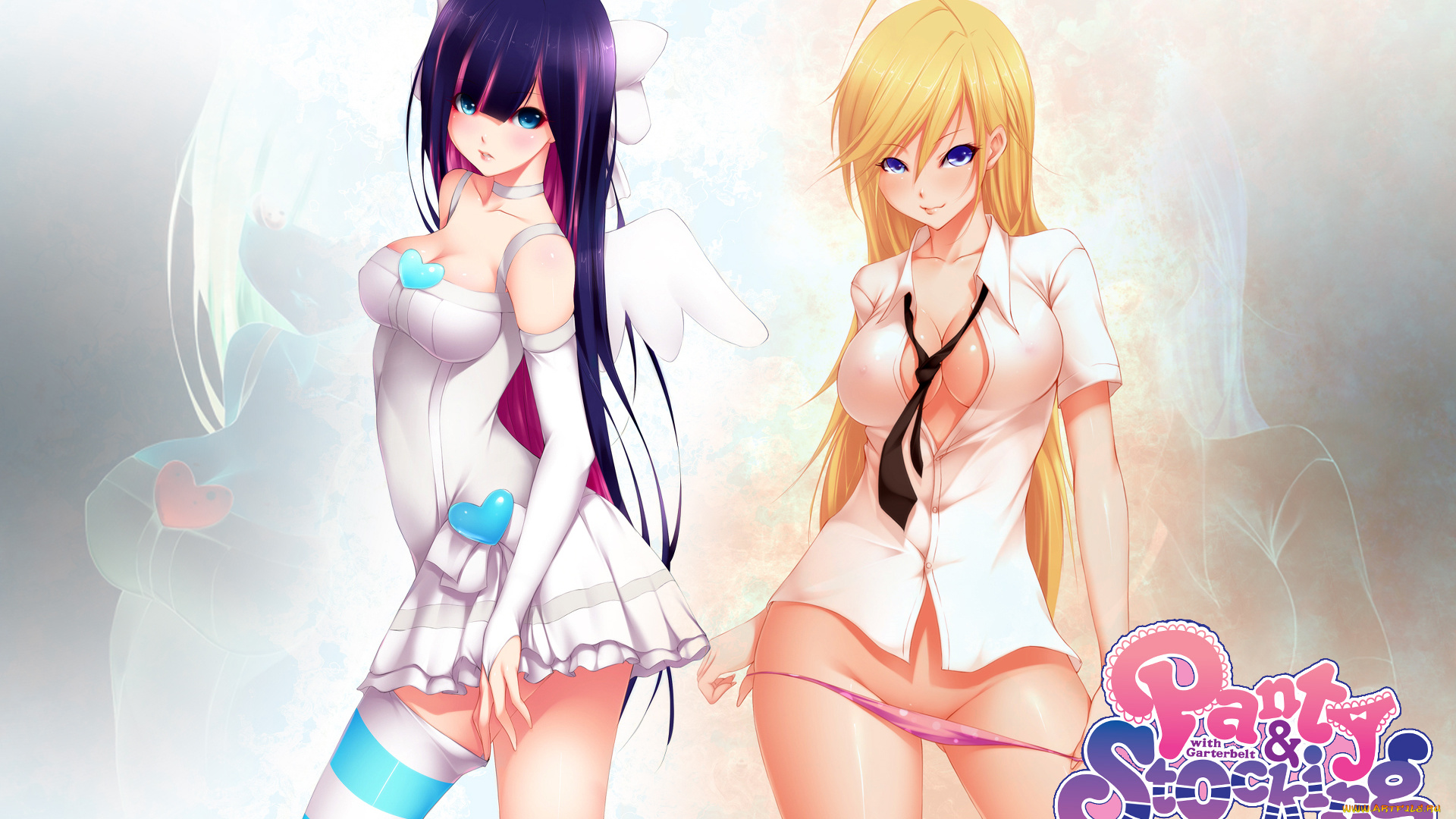 аниме, panty, stocking, with, garterbelt