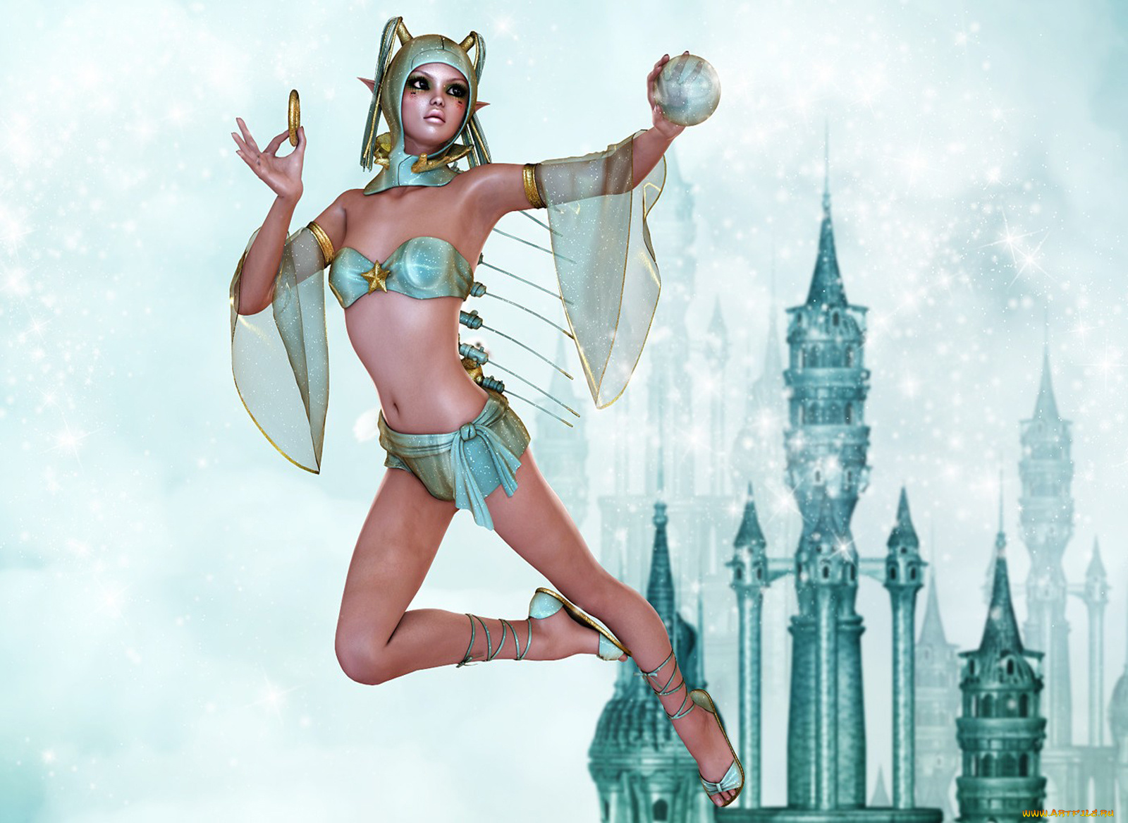 3д, графика, elves, эльфы, эльф, полет