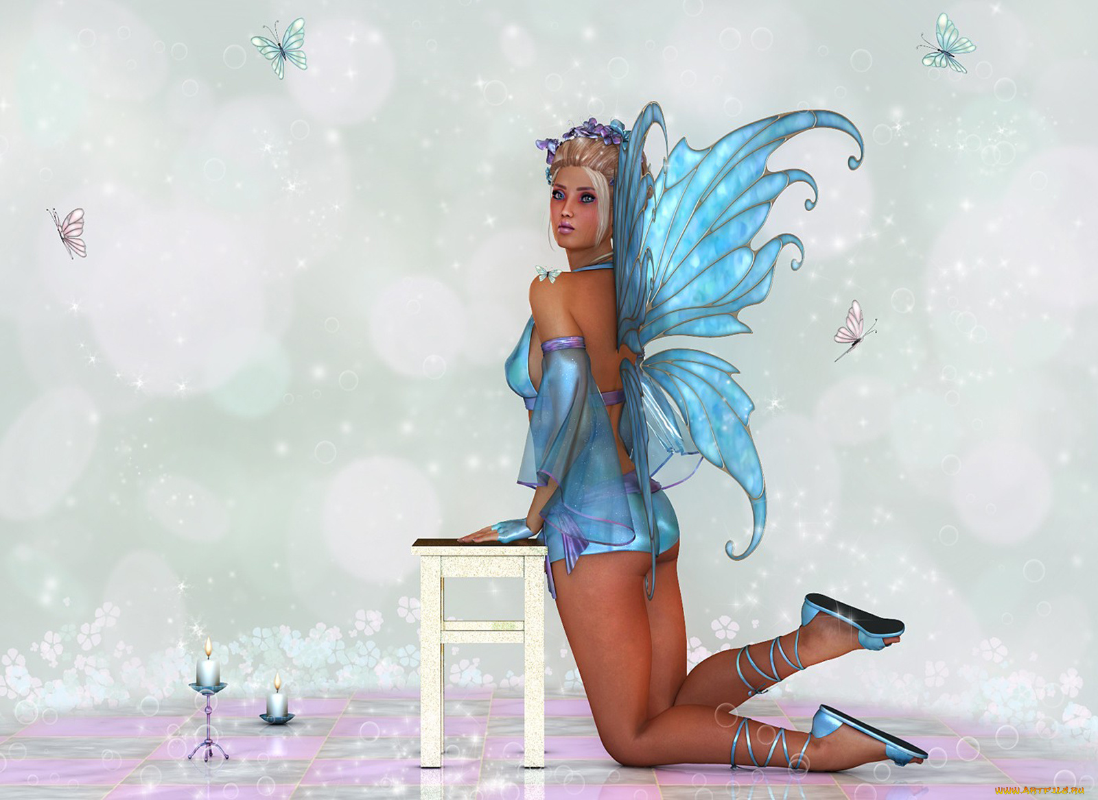 3д, графика, elves, эльфы, свечи, эльф