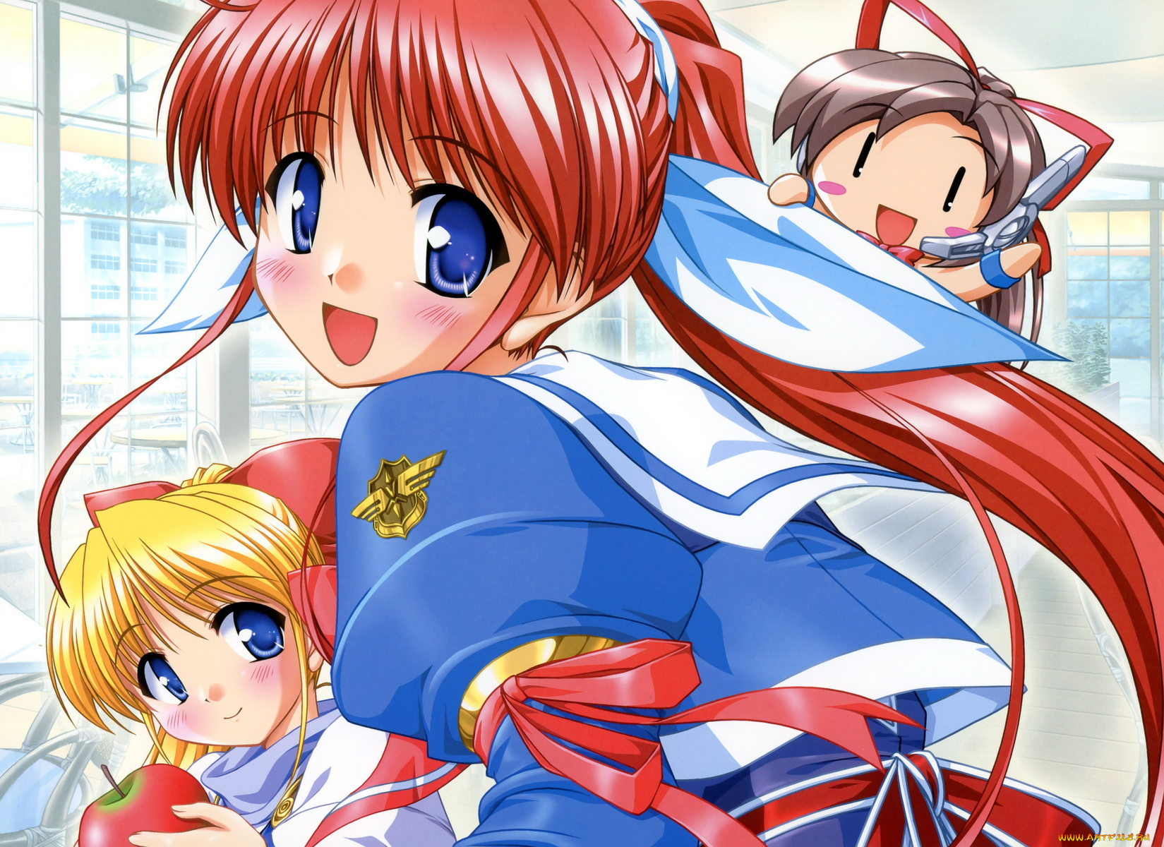 аниме, hani, operation, sanctuary, кукла, яблоко, девушки