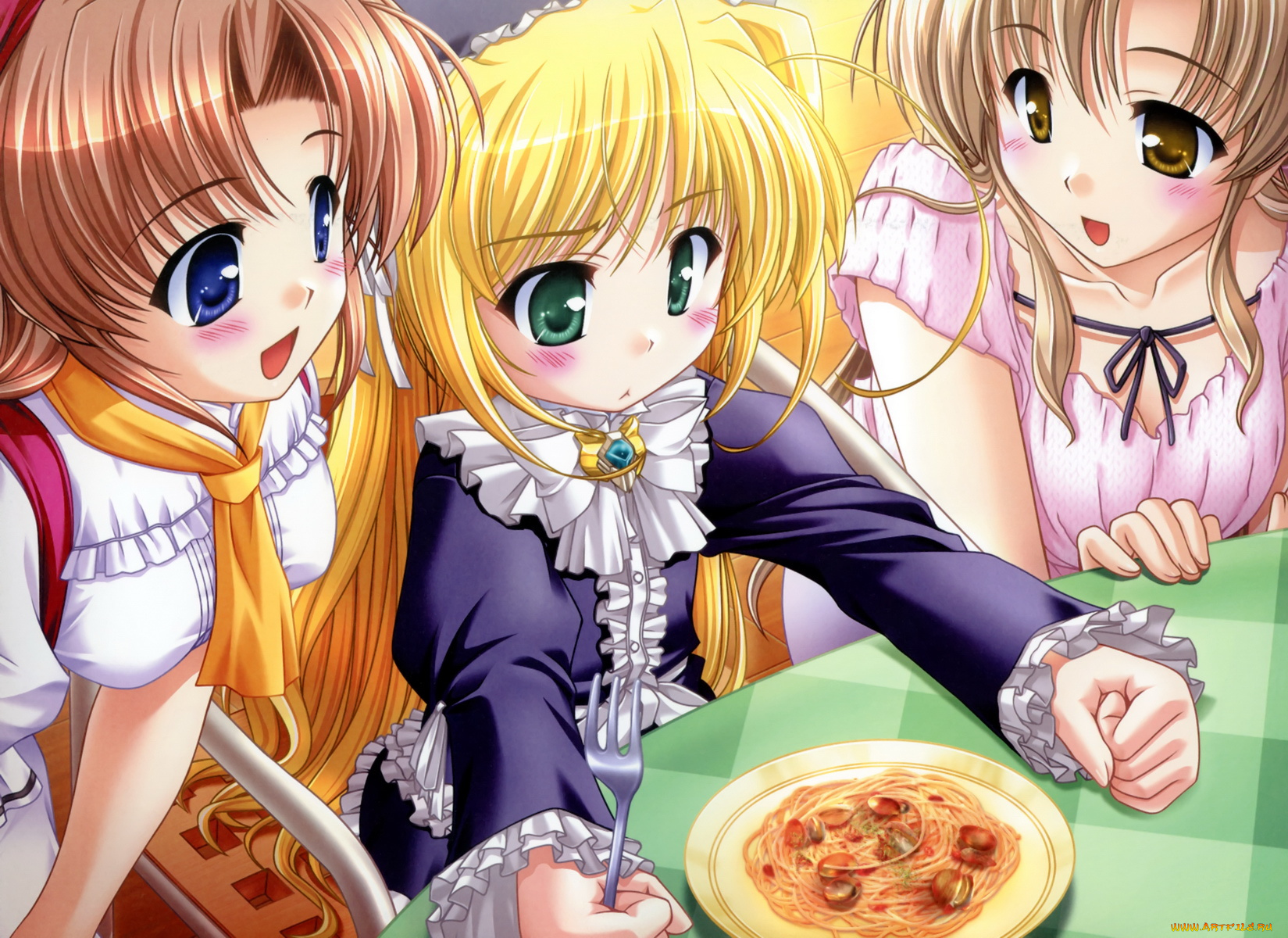 аниме, yoake, mae, yori, ruri, iro, na, обед, девушки