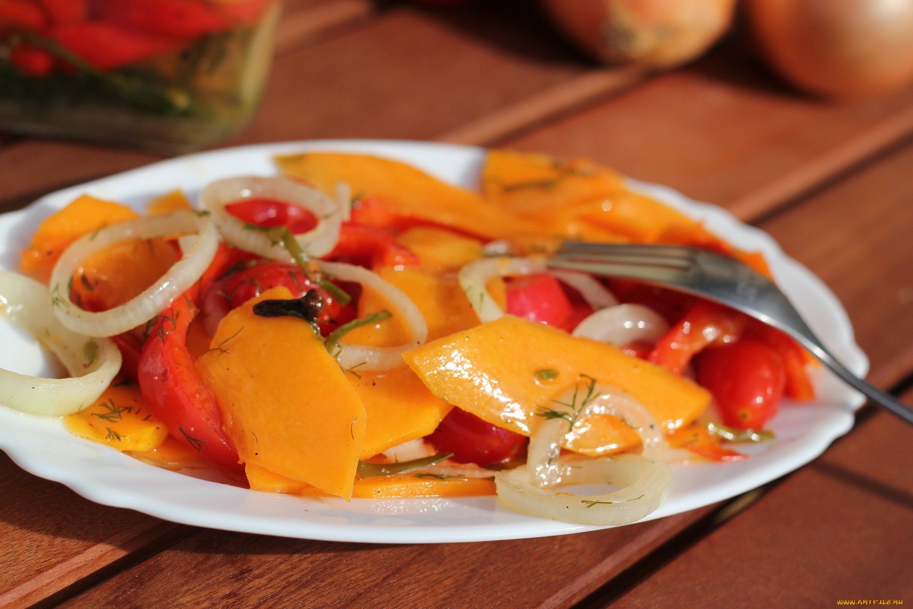 автор, varvarra, еда, салаты, закуски, перец, помидоры, кольца, лука, тыква