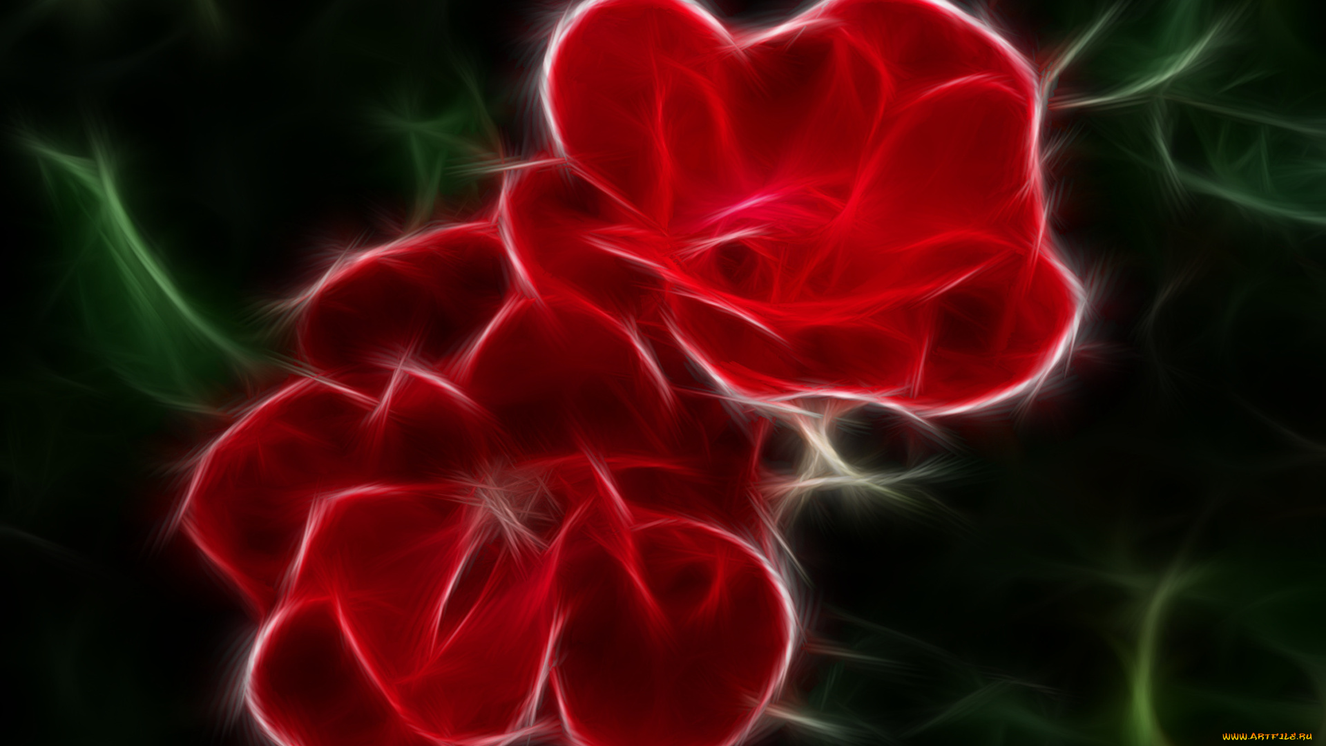 3д, графика, flowers, цветы, тёмный, фон