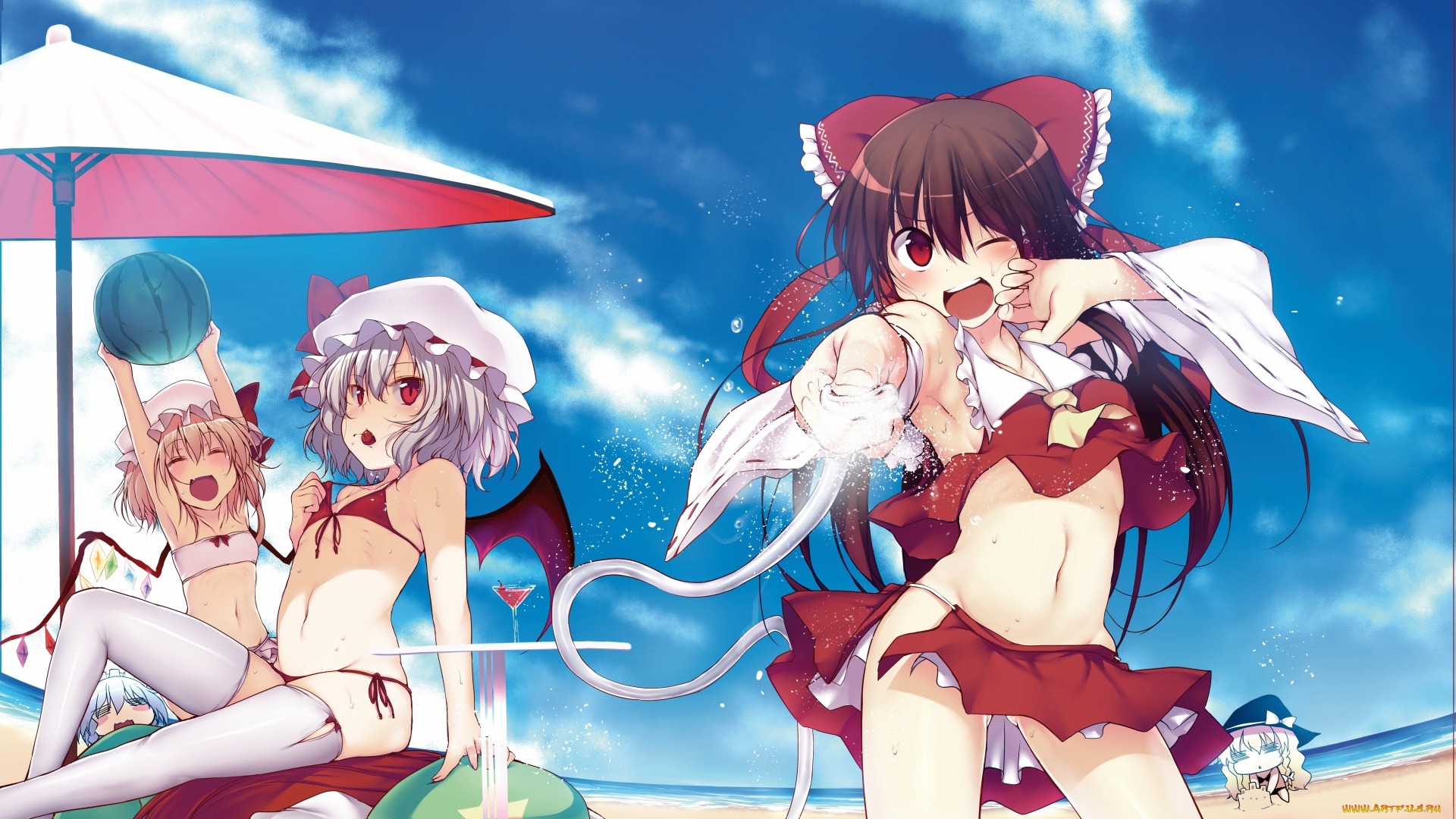 аниме, touhou, рейму, хакурей, мариса, кирисаме, фландр, скарлет, ремилия, сакуя, изаё