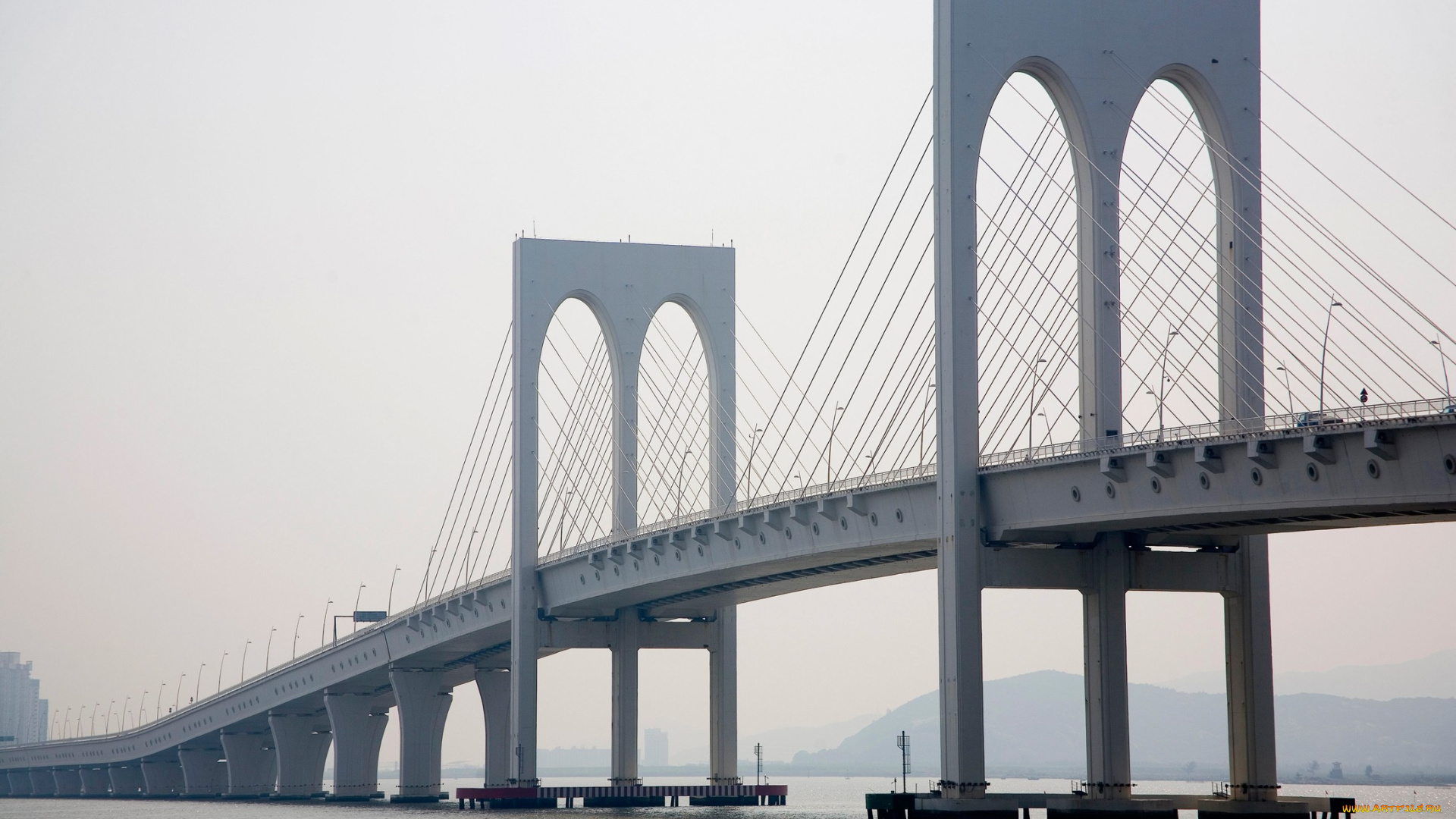 города, мосты, переезд, река, опоры