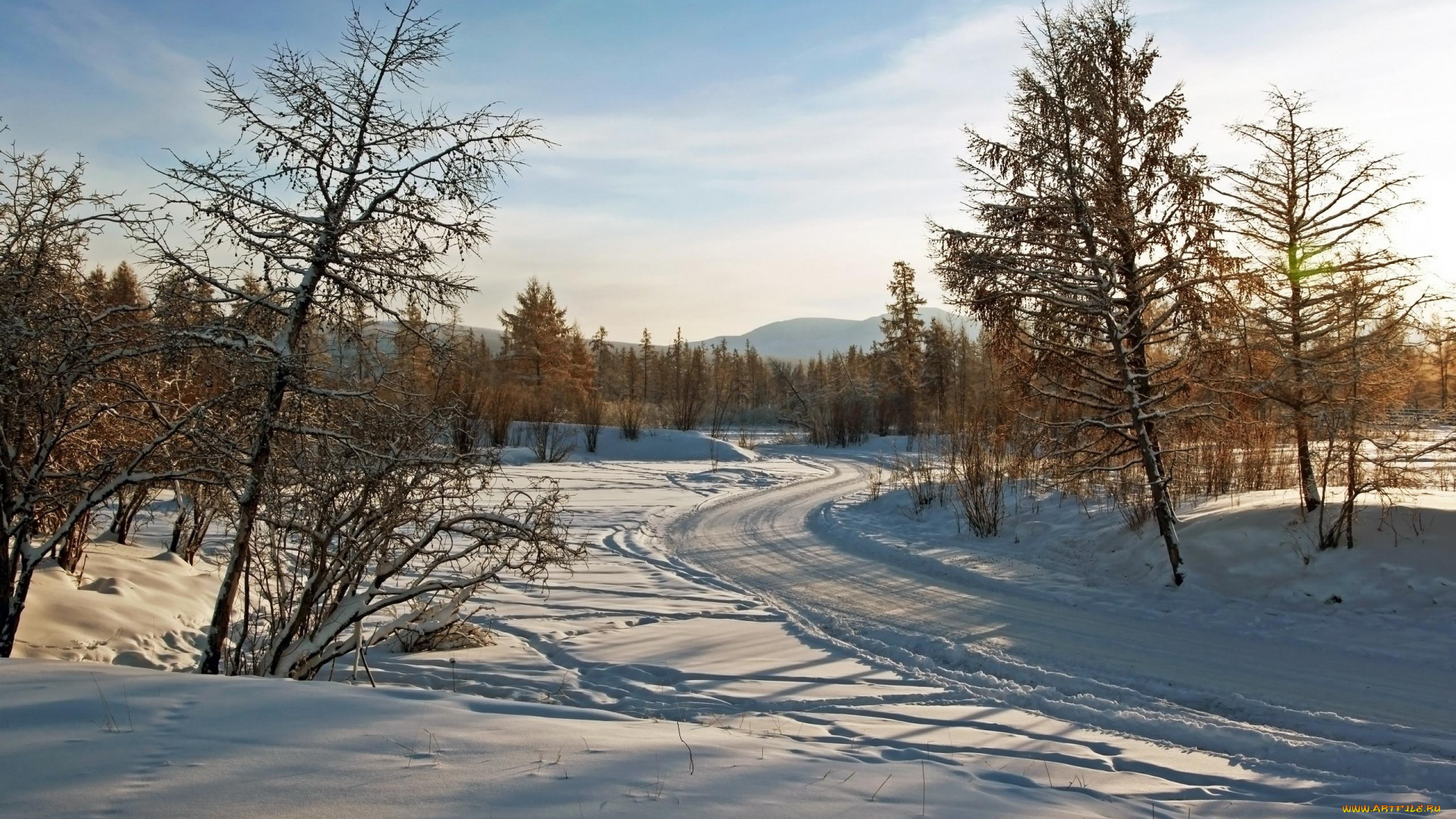 природа, дороги, зима, снег