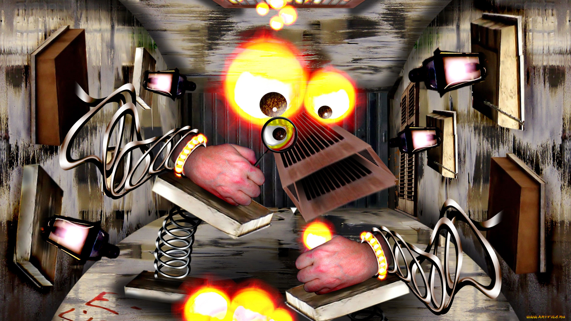 разное, компьютерный, дизайн, лупа, глаза