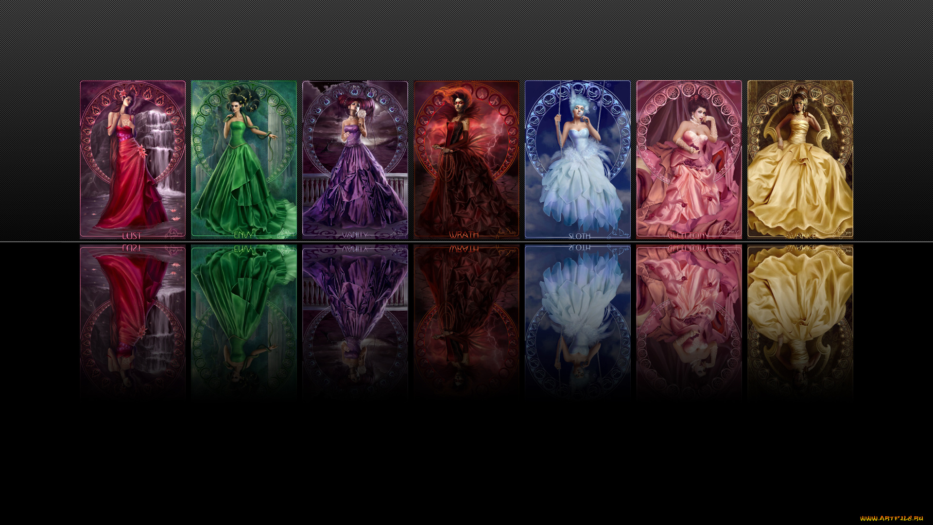 смертных, грехов, фэнтези, девушки, грехи, гнев, блуд, Чревоугодие, зависть, гордыня, уныние, алчность