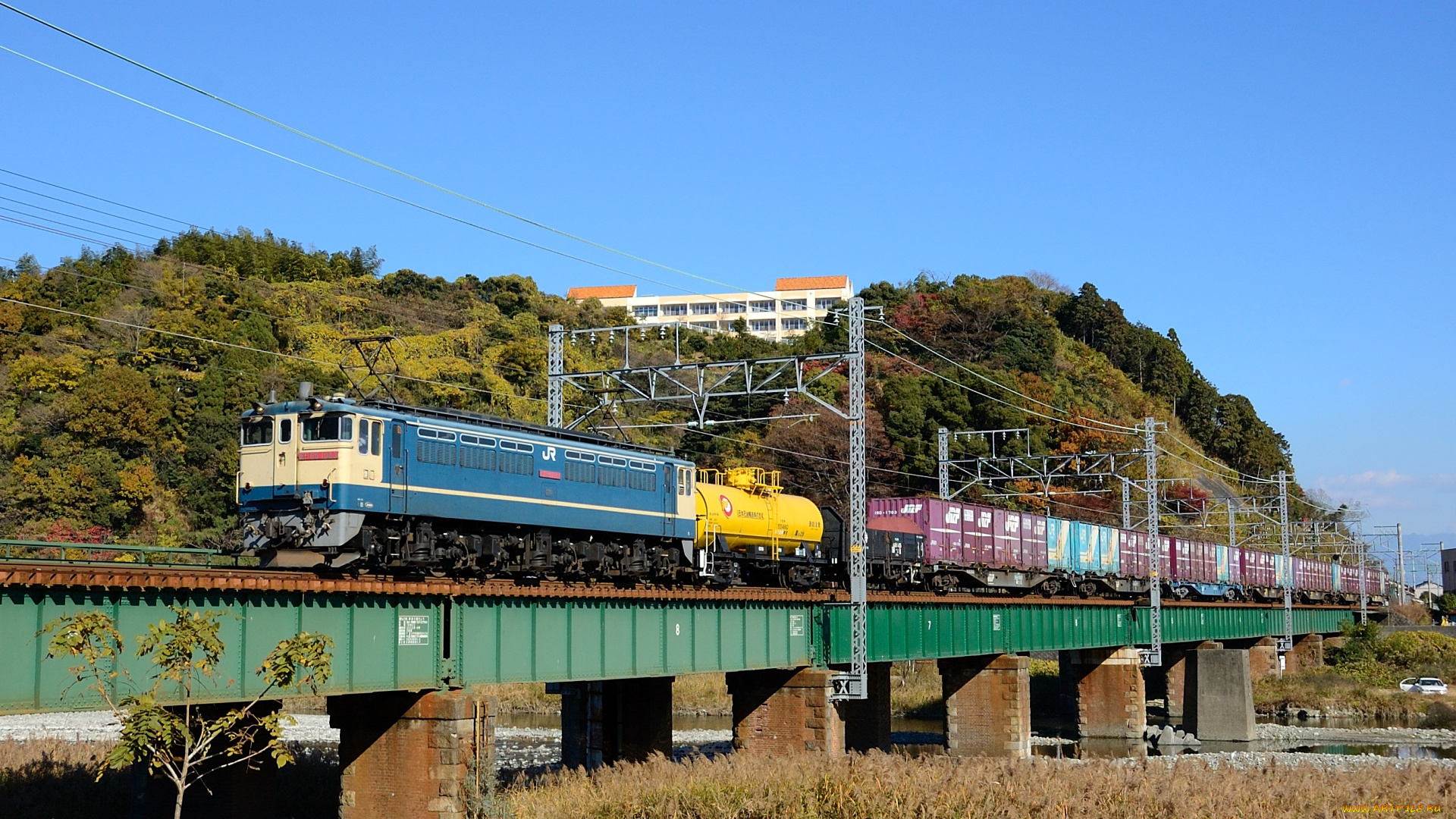 техника, поезда, мост, вагоны