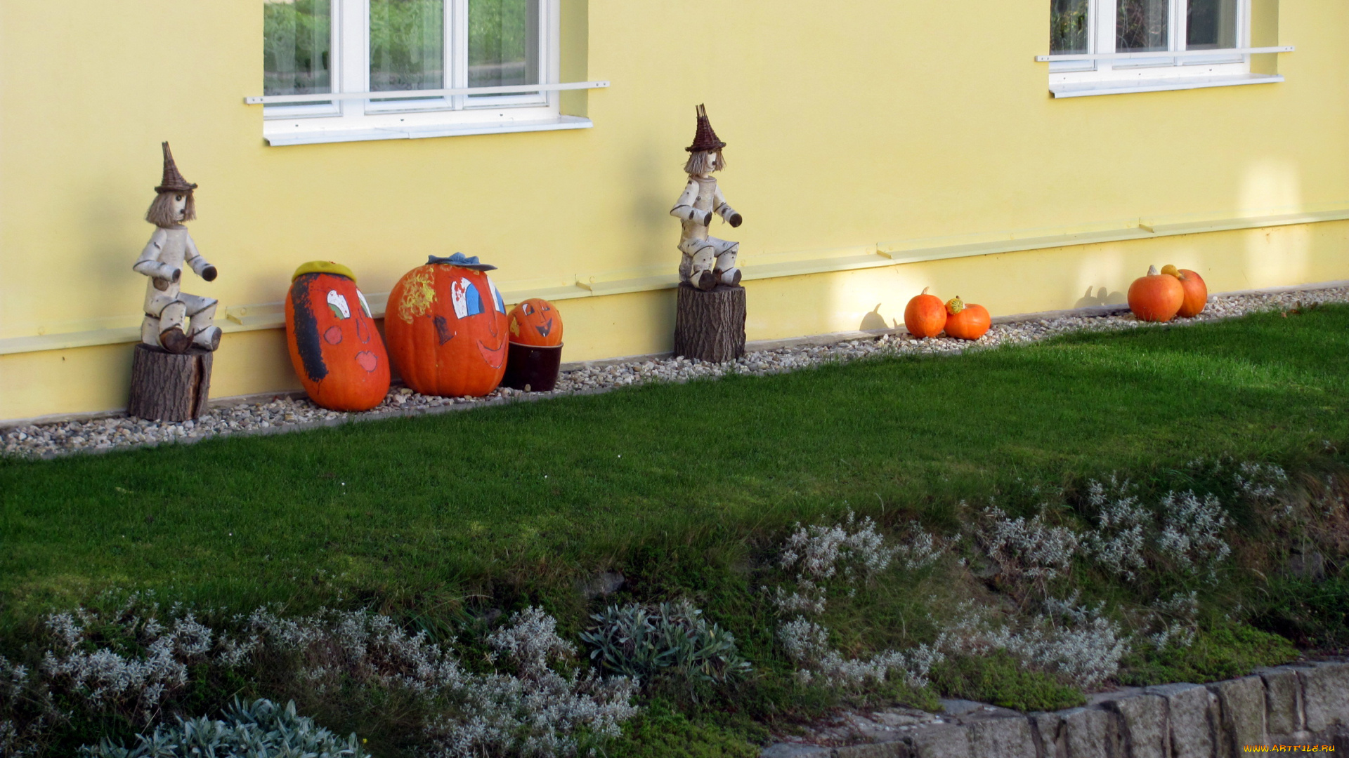 праздничные, хэллоуин, тыквы, куклы