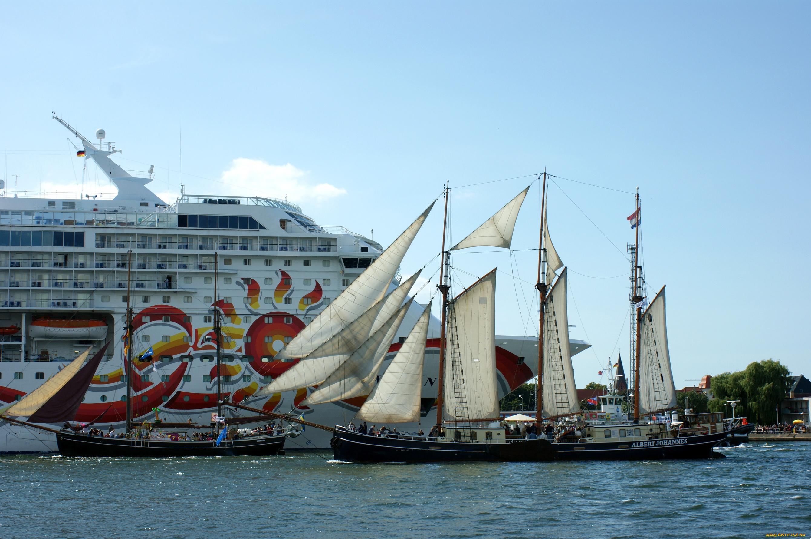 германия, росток, корабли, парусники, регата