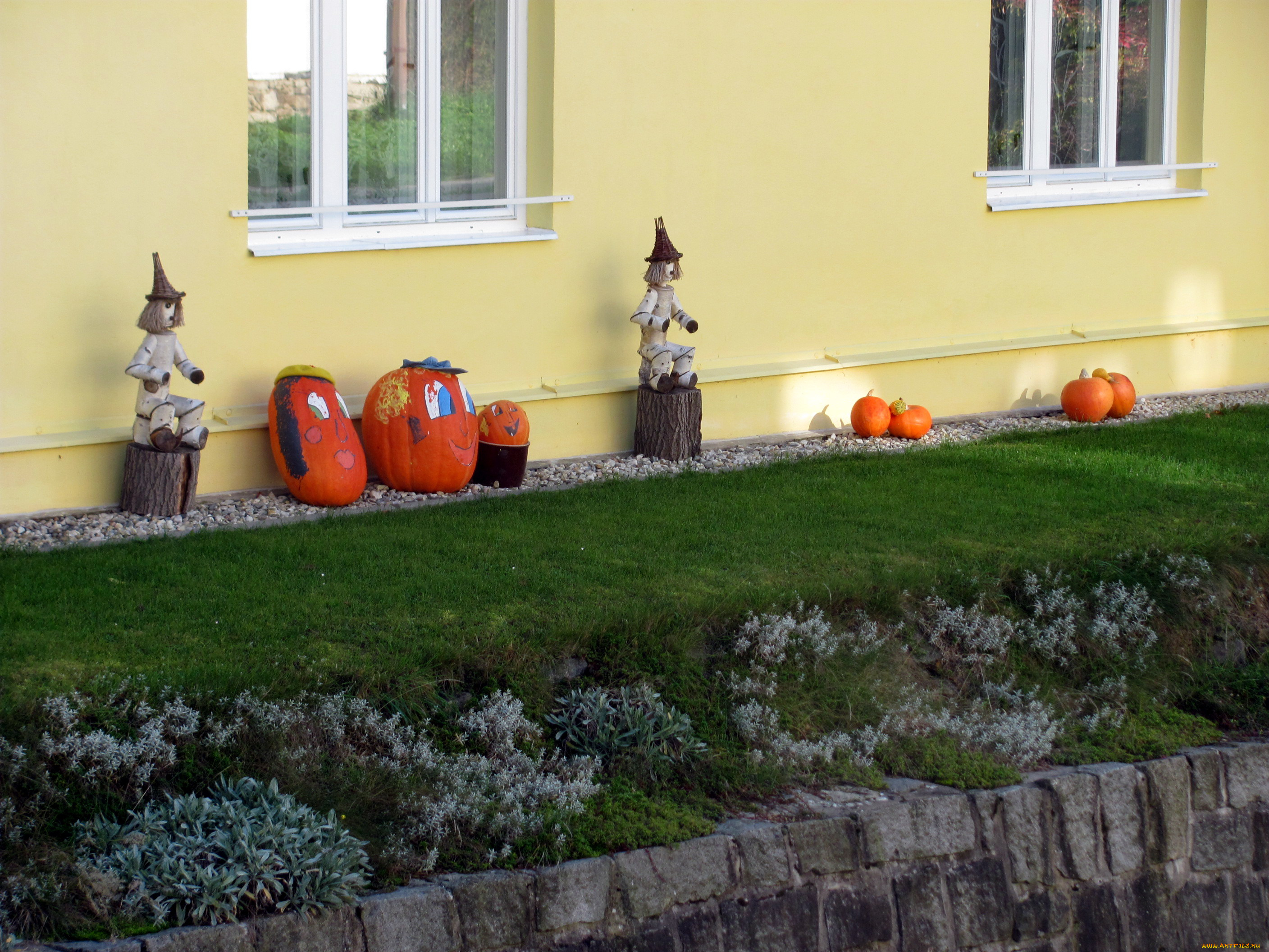 праздничные, хэллоуин, тыквы, куклы