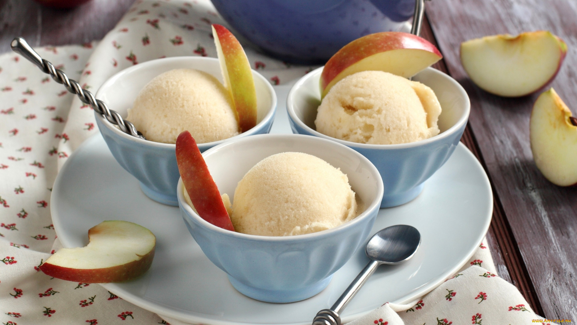 еда, мороженое, десерты, яблоки