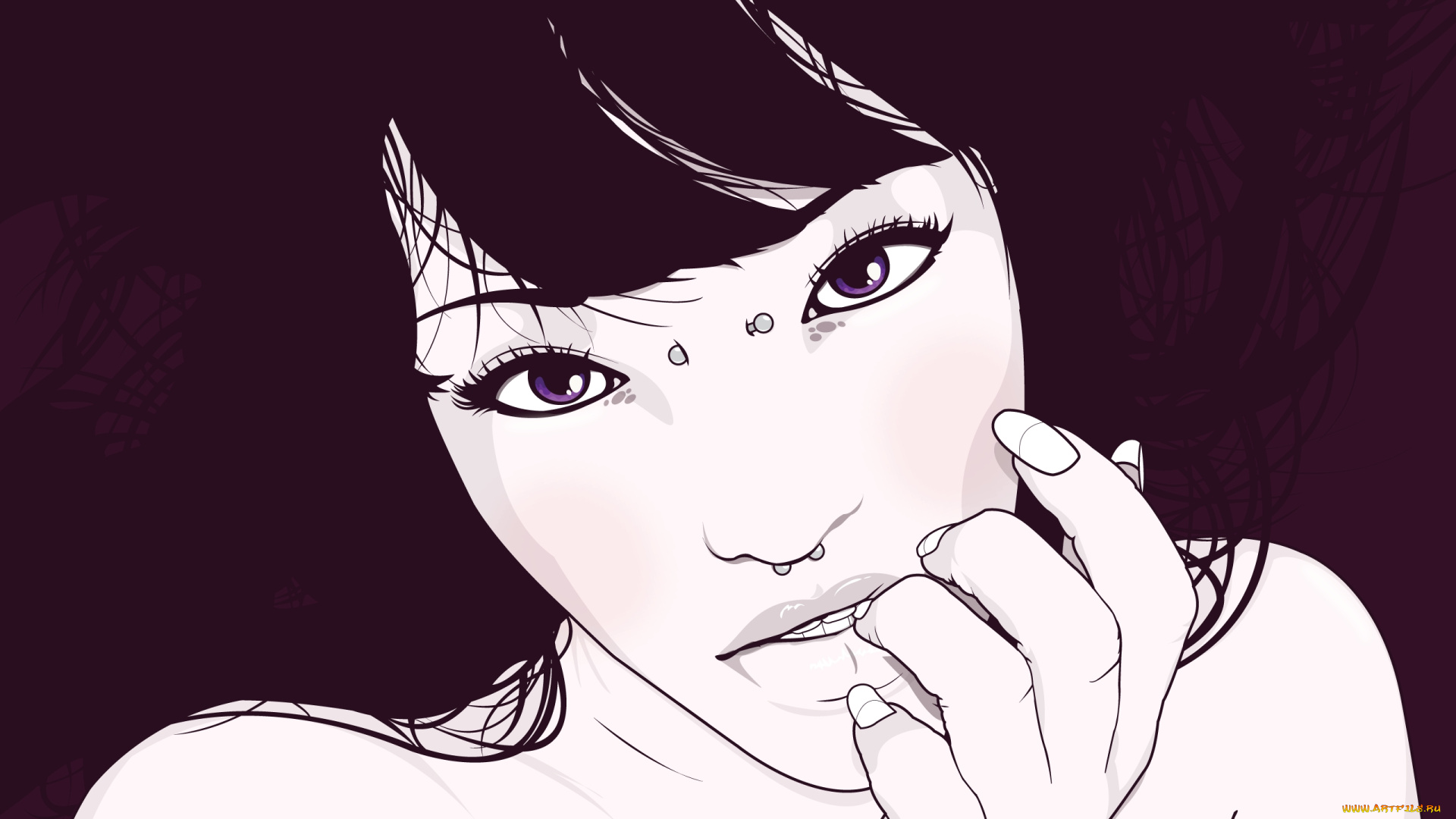 рисованные, люди, девушка, лицо