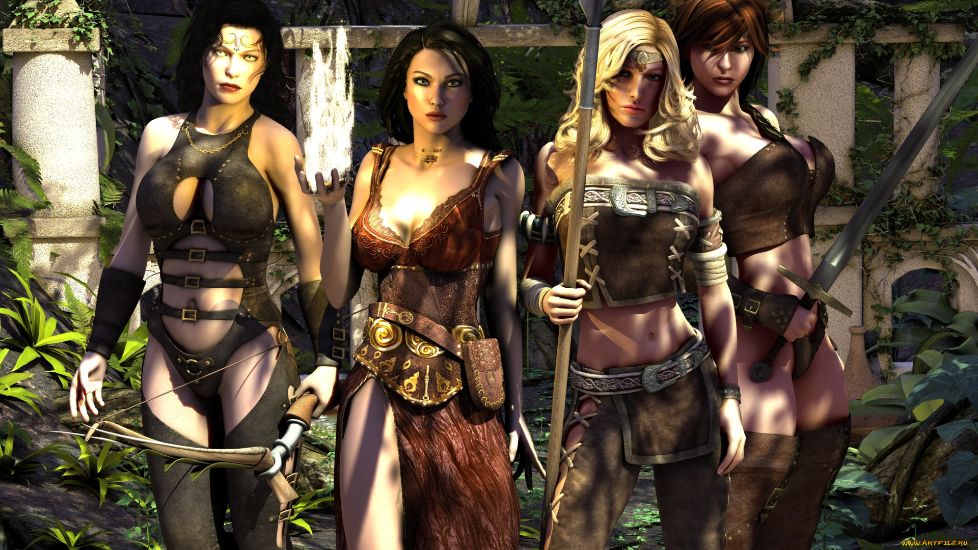 3д, графика, фантазия, , fantasy, фон, девушка, взгляд