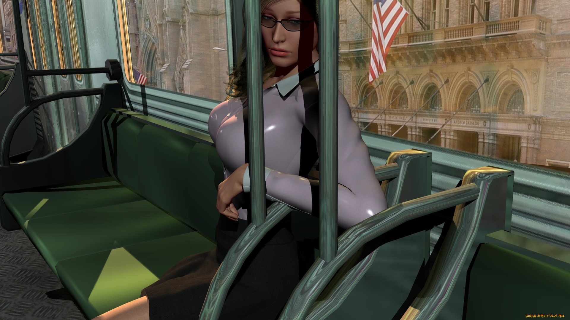 3д, графика, люди, , people, метро, скамейка, взгляд, девушки