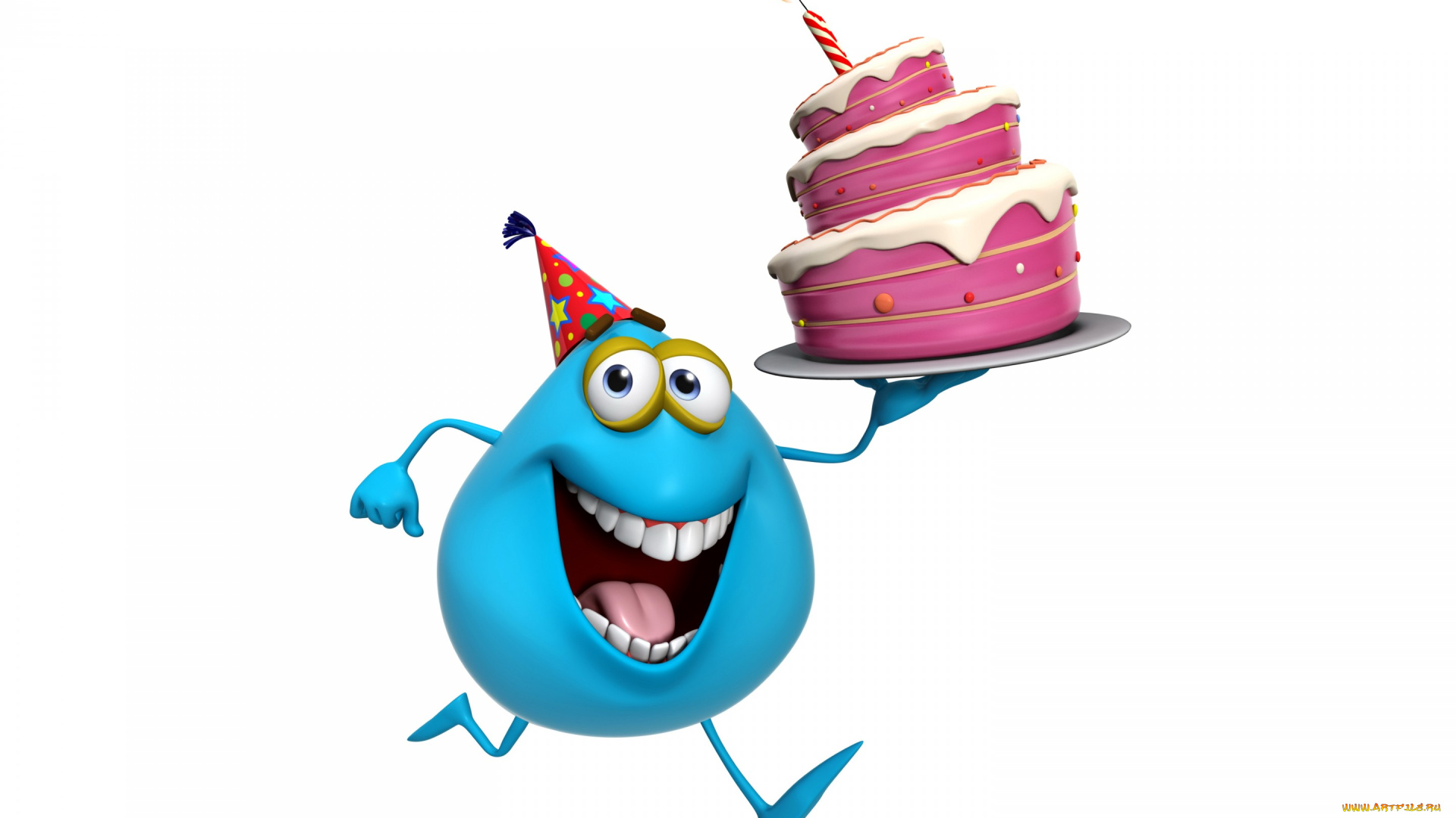 3д, графика, юмор, , humor, торт, smile, cute, cartoon, персонаж, монстр, monster, funny