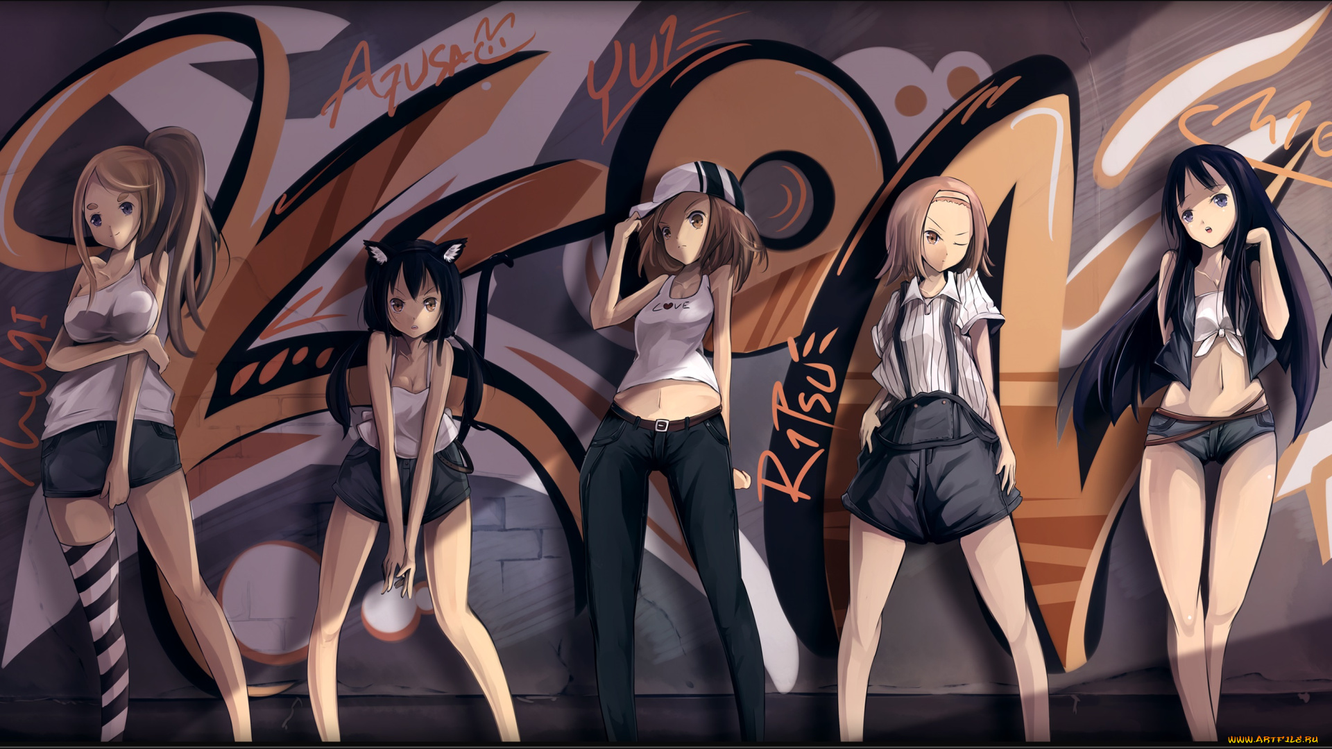 аниме, k-on, akiyama, mio, hirasawa, yui, kotobuki, tsumugi, nakano, azusa, tainaka, ritsu, oyeung, арт, девушки