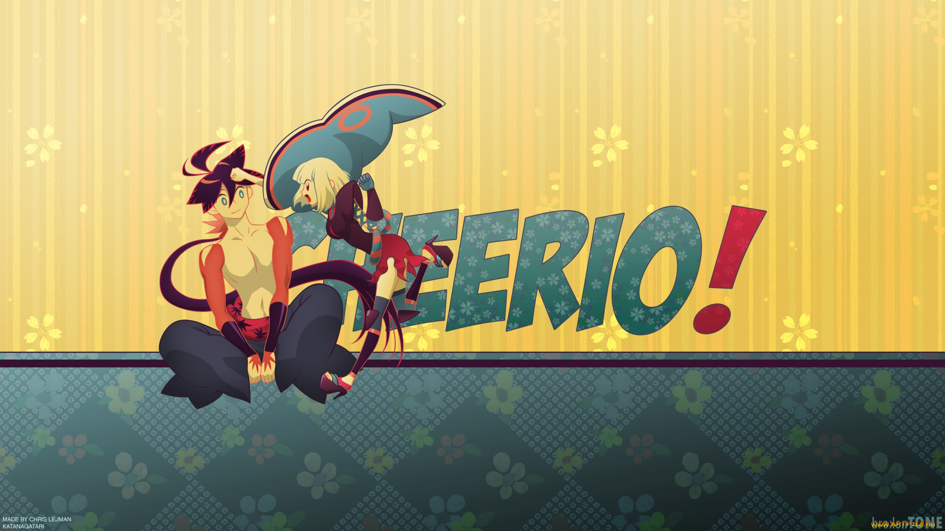 аниме, katanagatari, togame, yasuri, shichika, драка, девушка, парень, фон