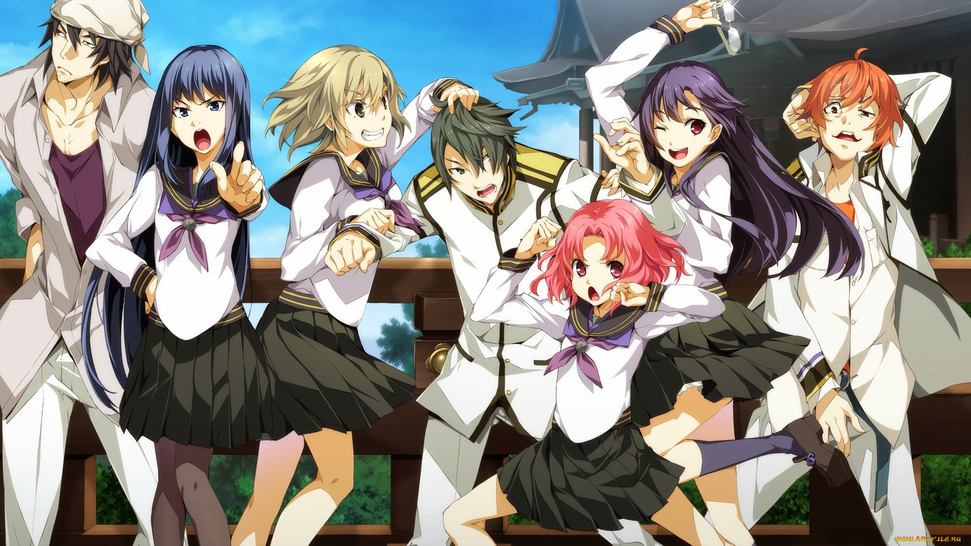 аниме, sousyu, sensinkan-gakuen, hachimyoujin, персонажи, девушки, парни, sousyu, sensinkan-gakuen, hachimyoujin