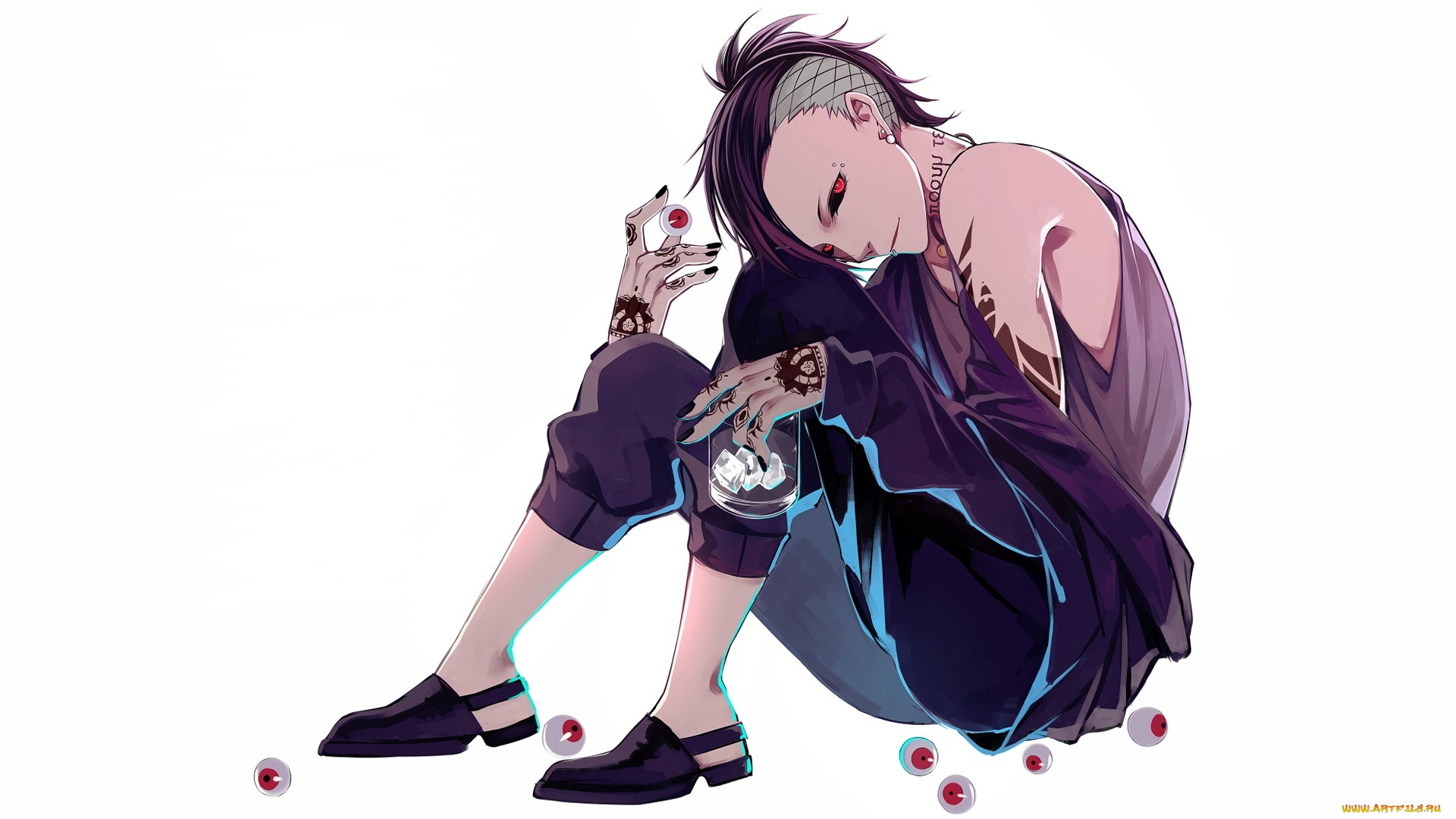 аниме, tokyo, ghoul, ута, парень, глаза, татуировки, токийский, гуль