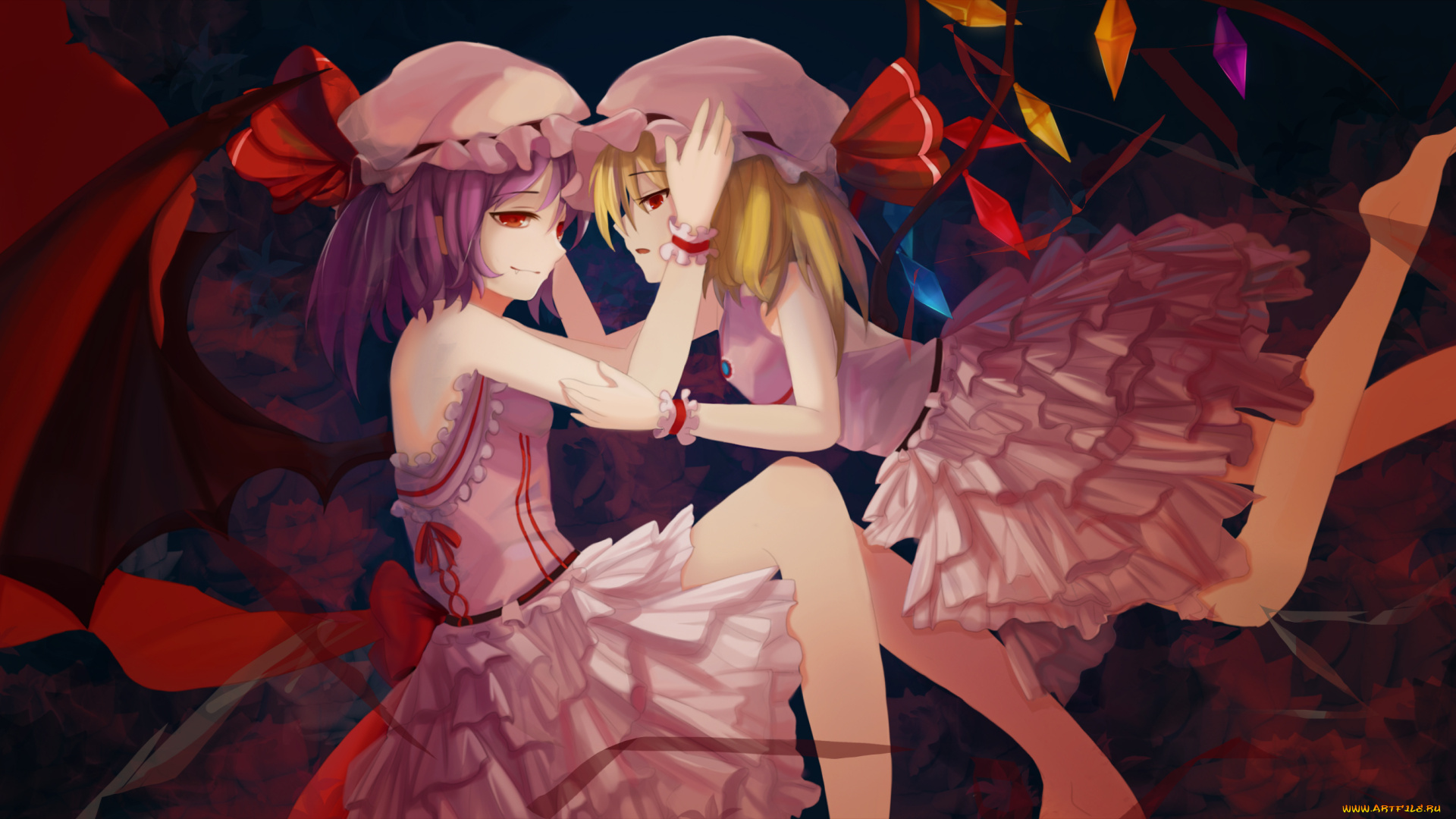аниме, touhou, remilia, scarlet, flandre, арт, девушки