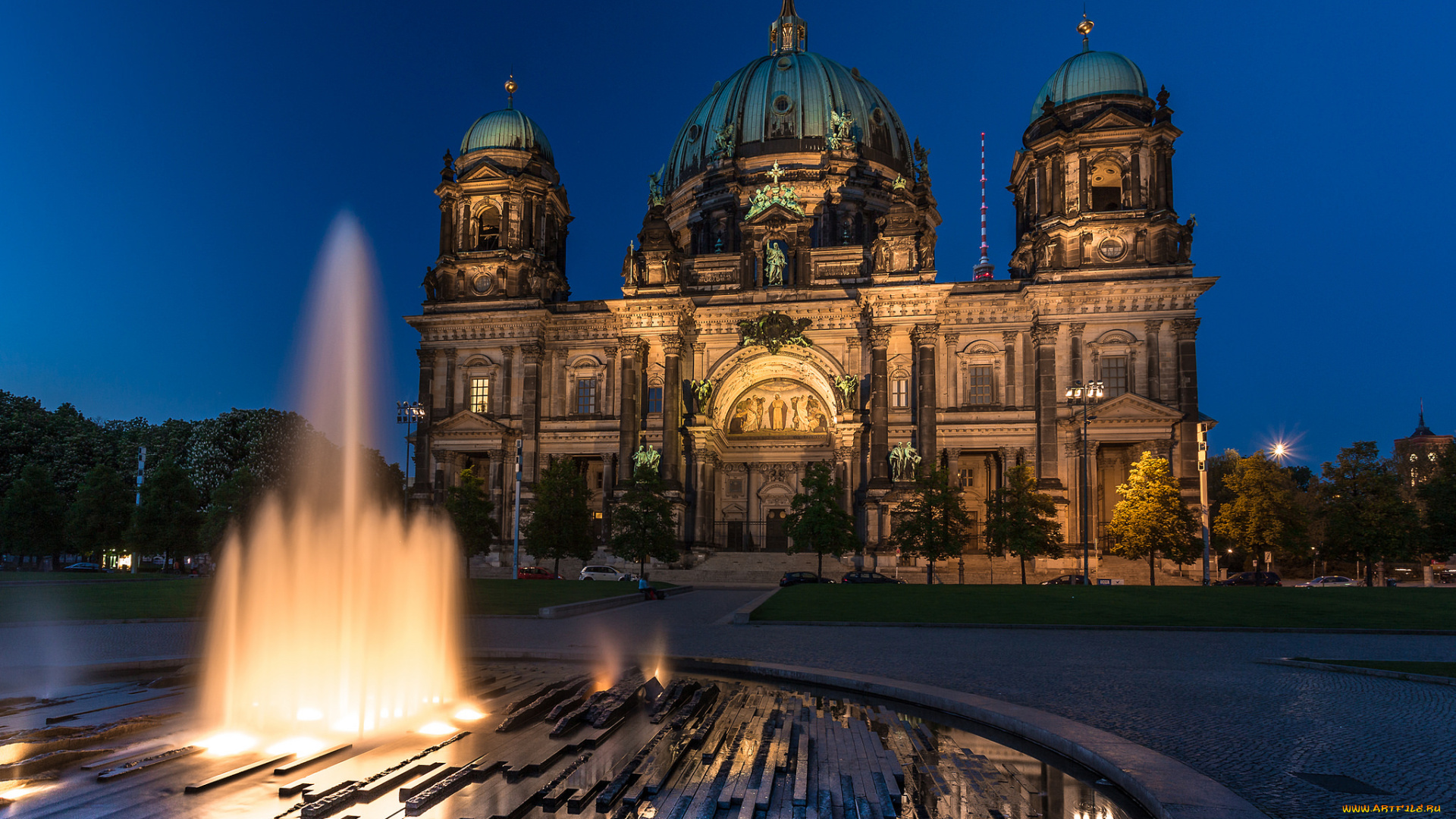 postkarte, aus, berlin, города, берлин, , германия, площадь, фонтан, дворец