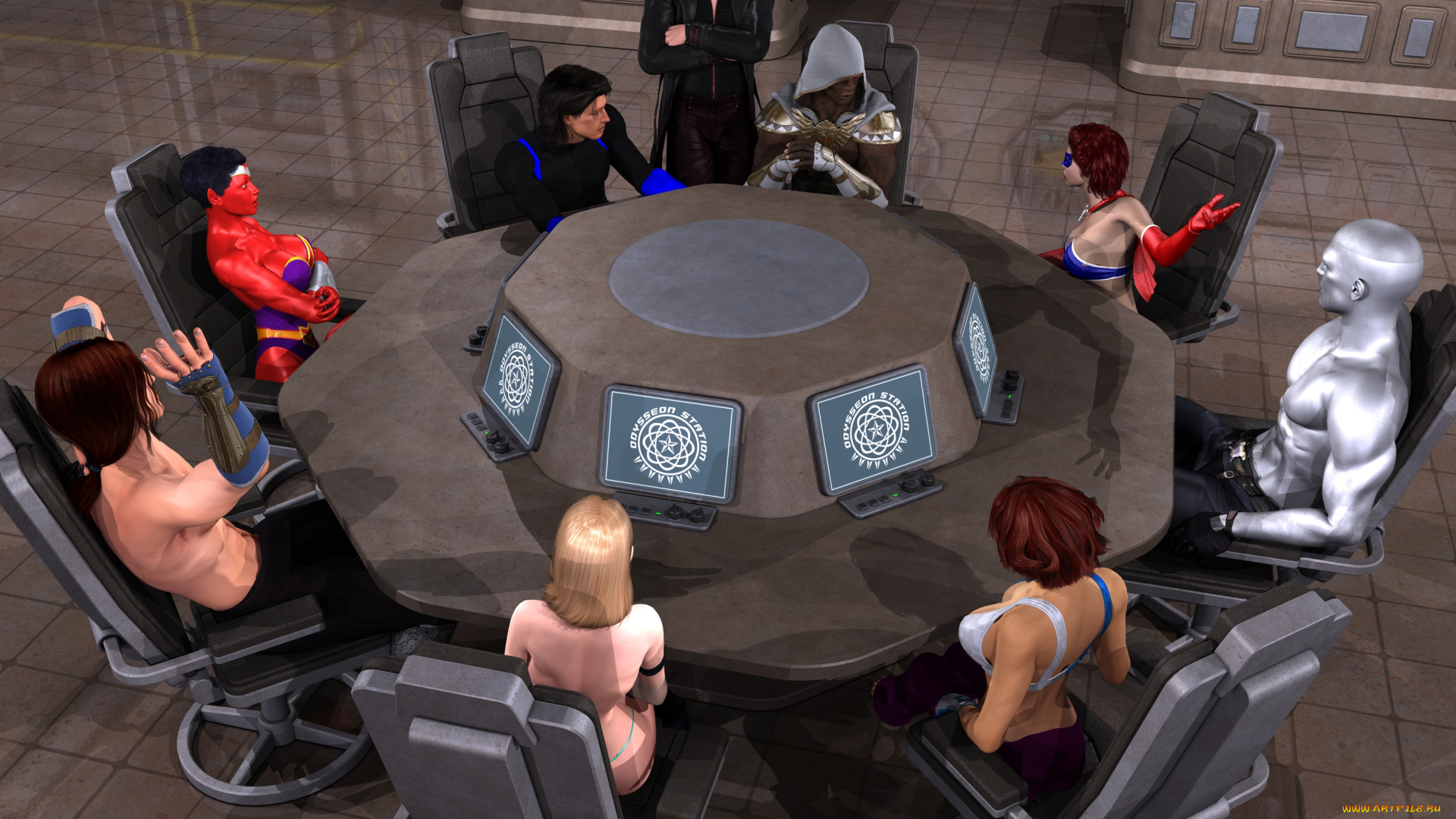 sinister, marauder, 3д, графика, фантазия, , fantasy, стол, мужчина, девушки