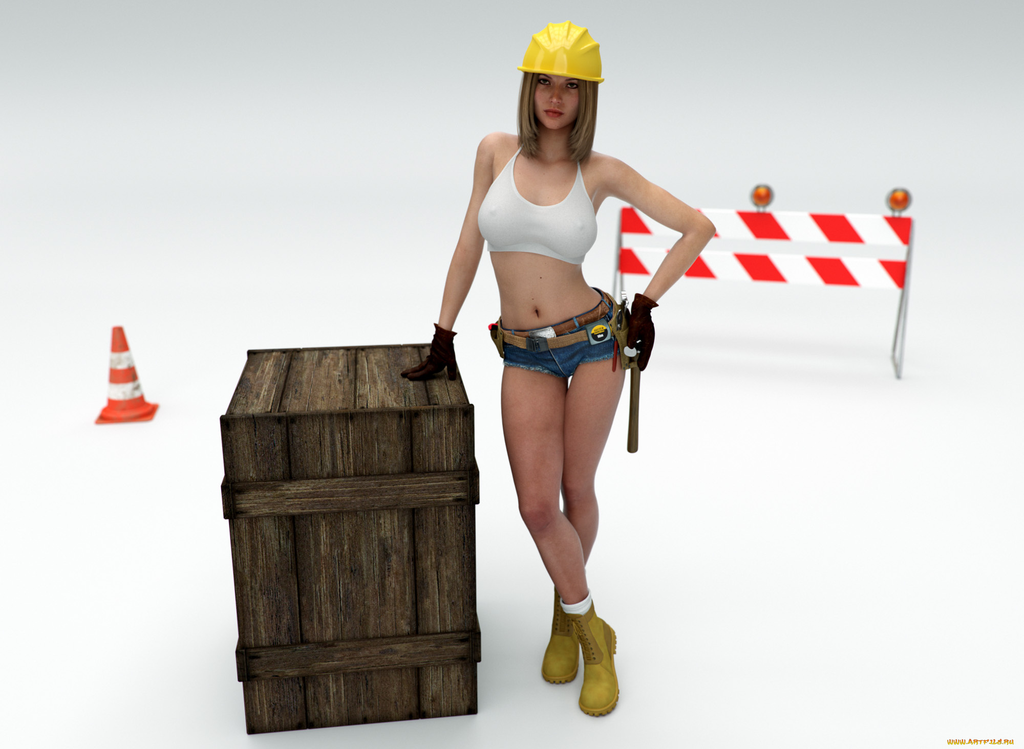 3д, графика, люди, , people, фон, ящик, девушка, взгляд